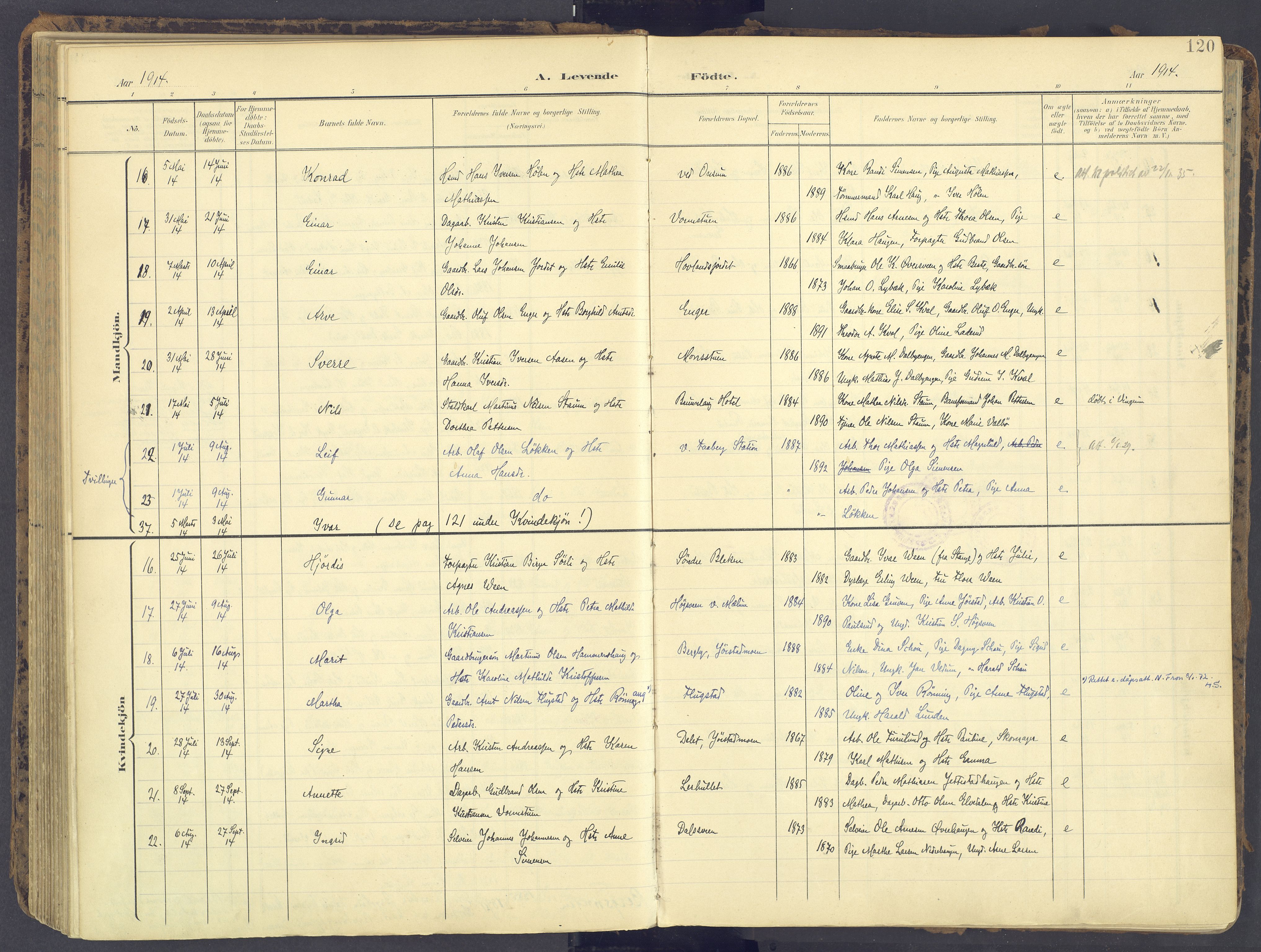 Fåberg prestekontor, AV/SAH-PREST-086/H/Ha/Haa/L0012: Parish register (official) no. 12, 1899-1915, p. 120