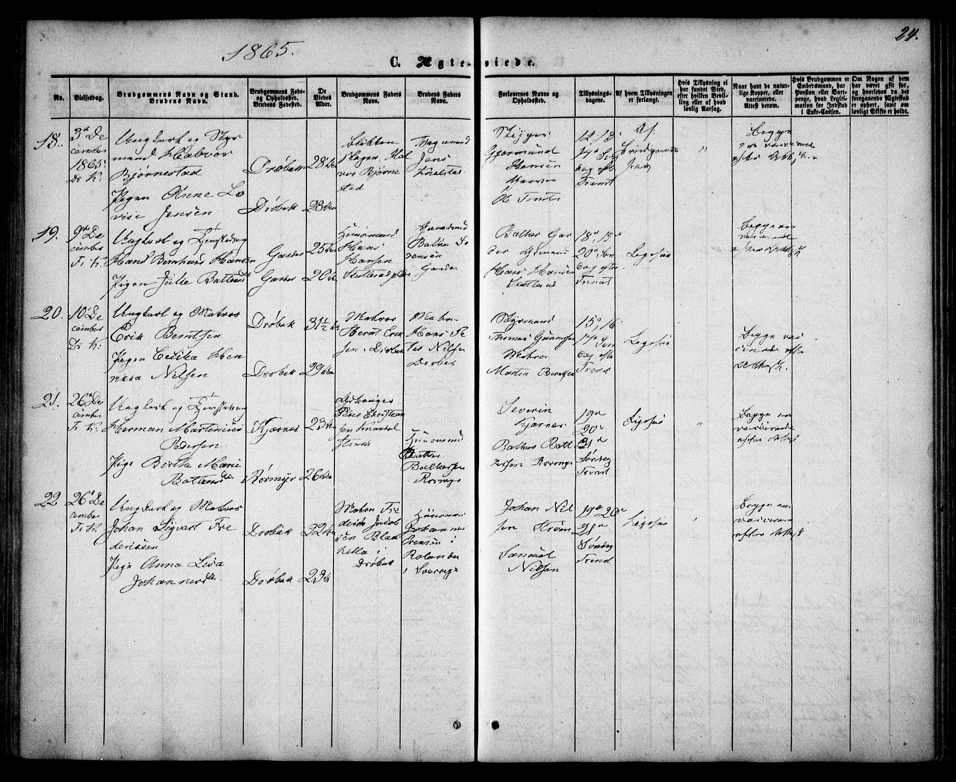 Drøbak prestekontor Kirkebøker, SAO/A-10142a/F/Fa/L0002: Parish register (official) no. I 2, 1858-1870, p. 24