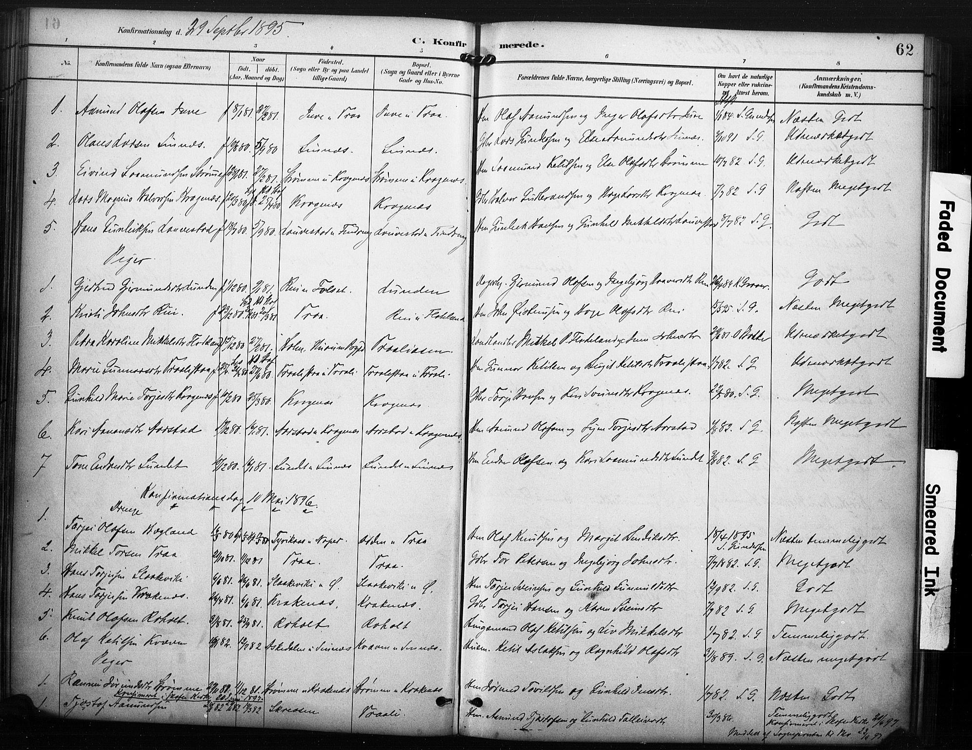 Kviteseid kirkebøker, SAKO/A-276/F/Fc/L0002: Parish register (official) no. III 2, 1882-1908, p. 62