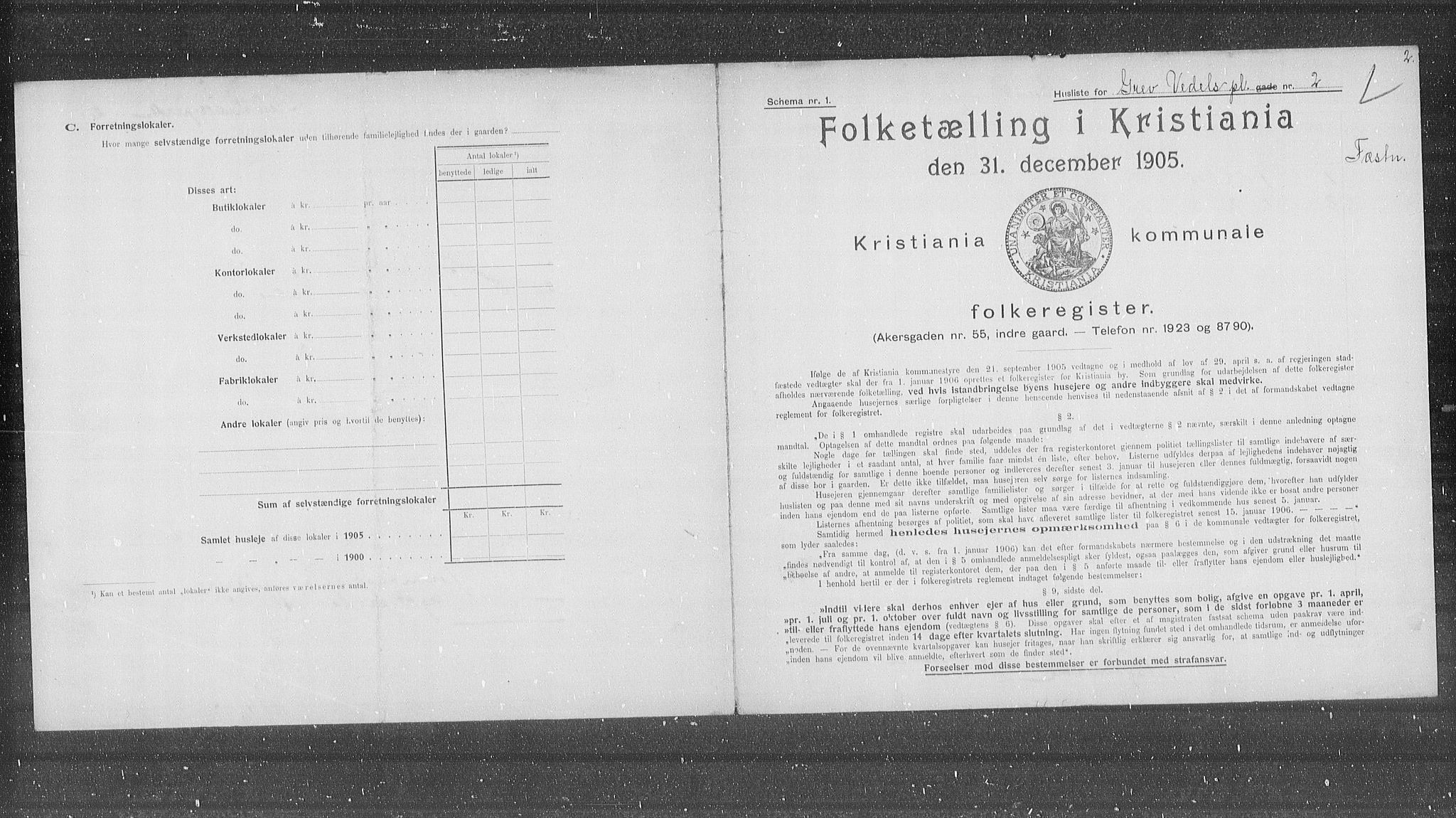 OBA, Municipal Census 1905 for Kristiania, 1905, p. 15461