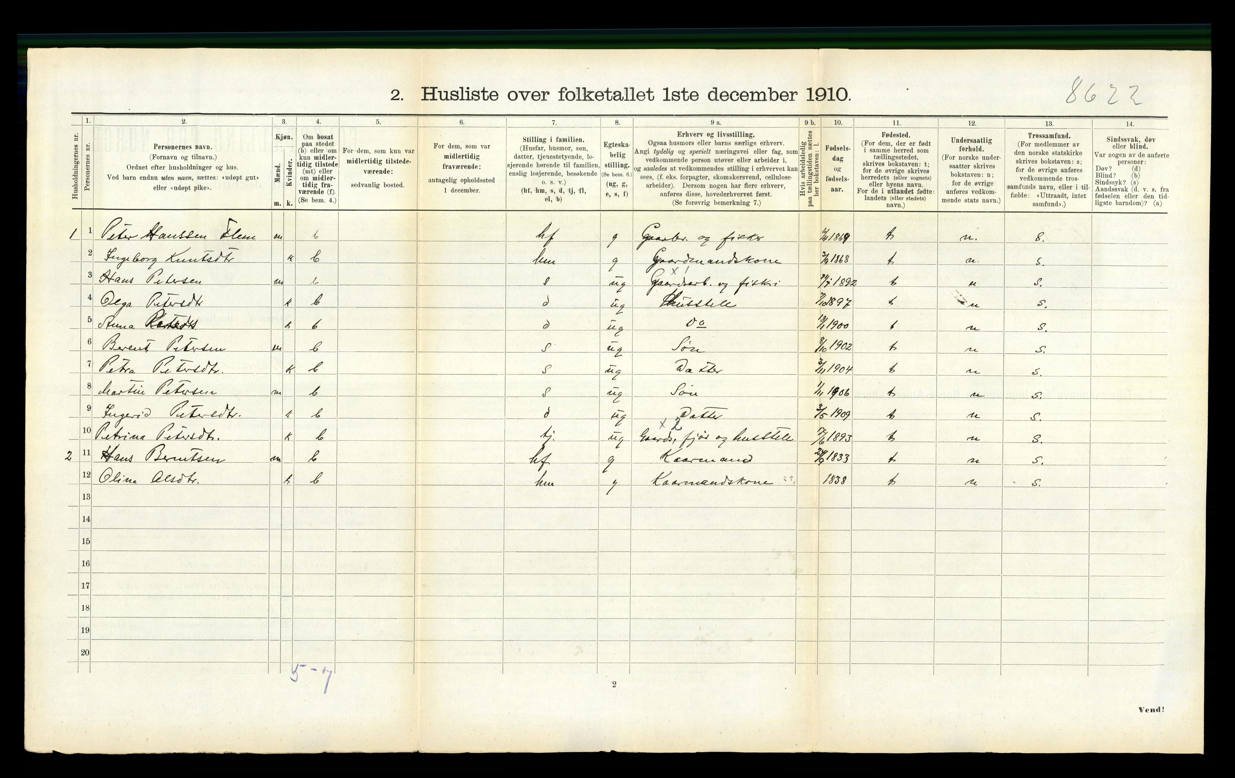 RA, 1910 census for Haram, 1910, p. 164