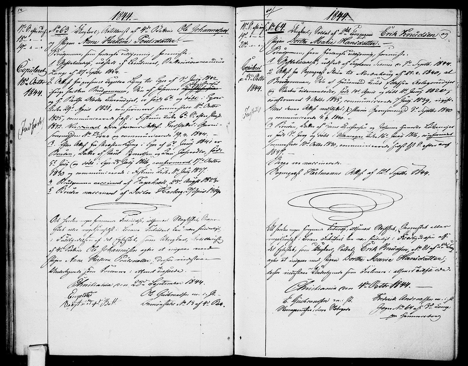 Garnisonsmenigheten Kirkebøker, AV/SAO-A-10846/H/Ha/L0005: Banns register no. I 5, 1844-1856, p. 54-55