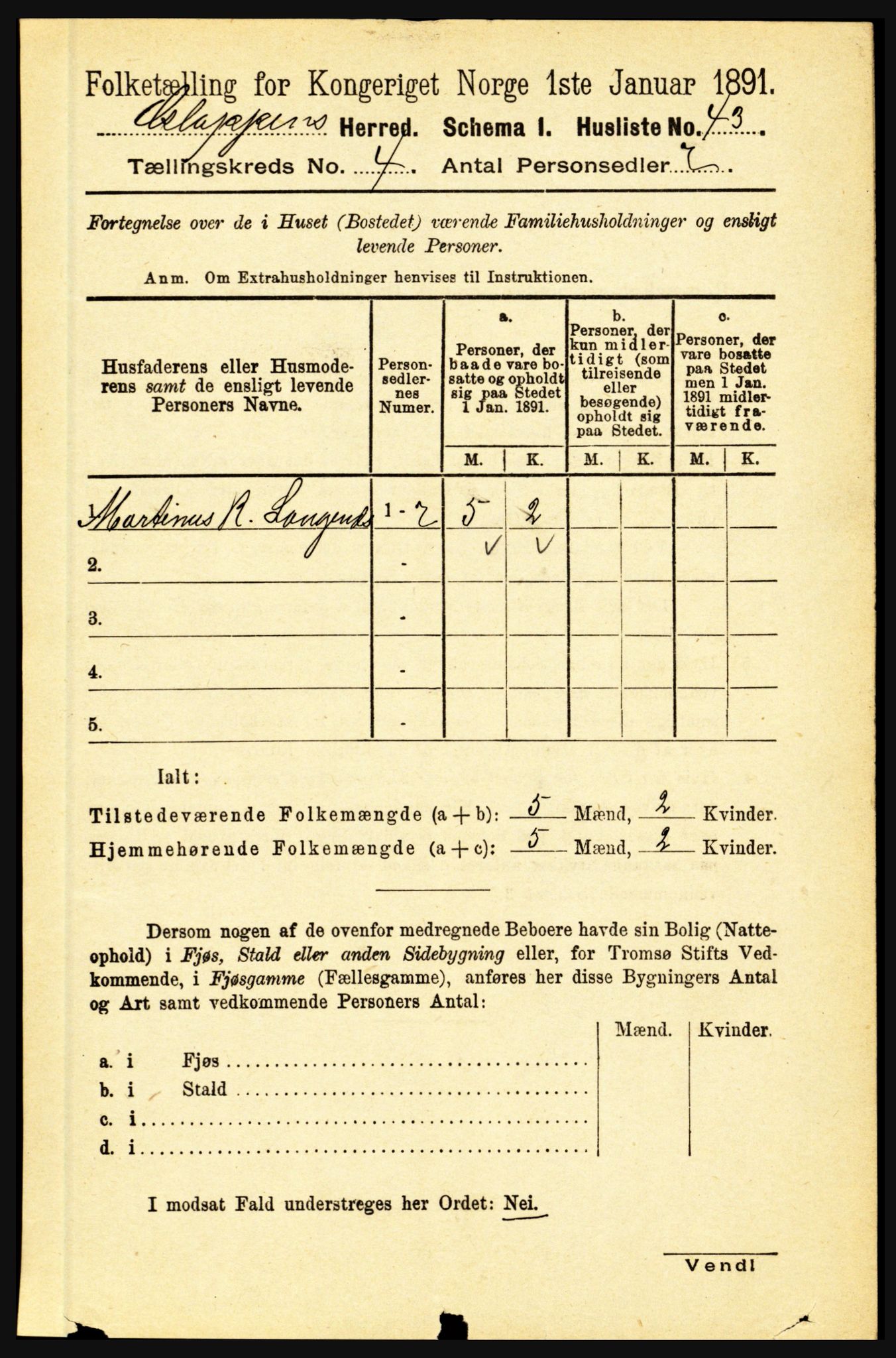 RA, 1891 census for 1445 Gloppen, 1891, p. 1679