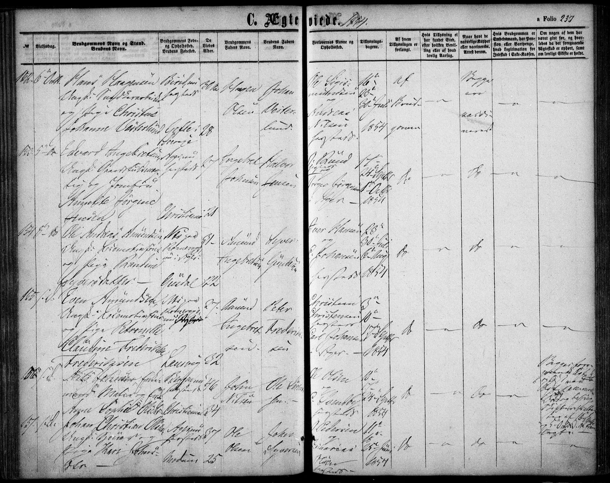 Oslo domkirke Kirkebøker, SAO/A-10752/F/Fa/L0020: Parish register (official) no. 20, 1848-1865, p. 237