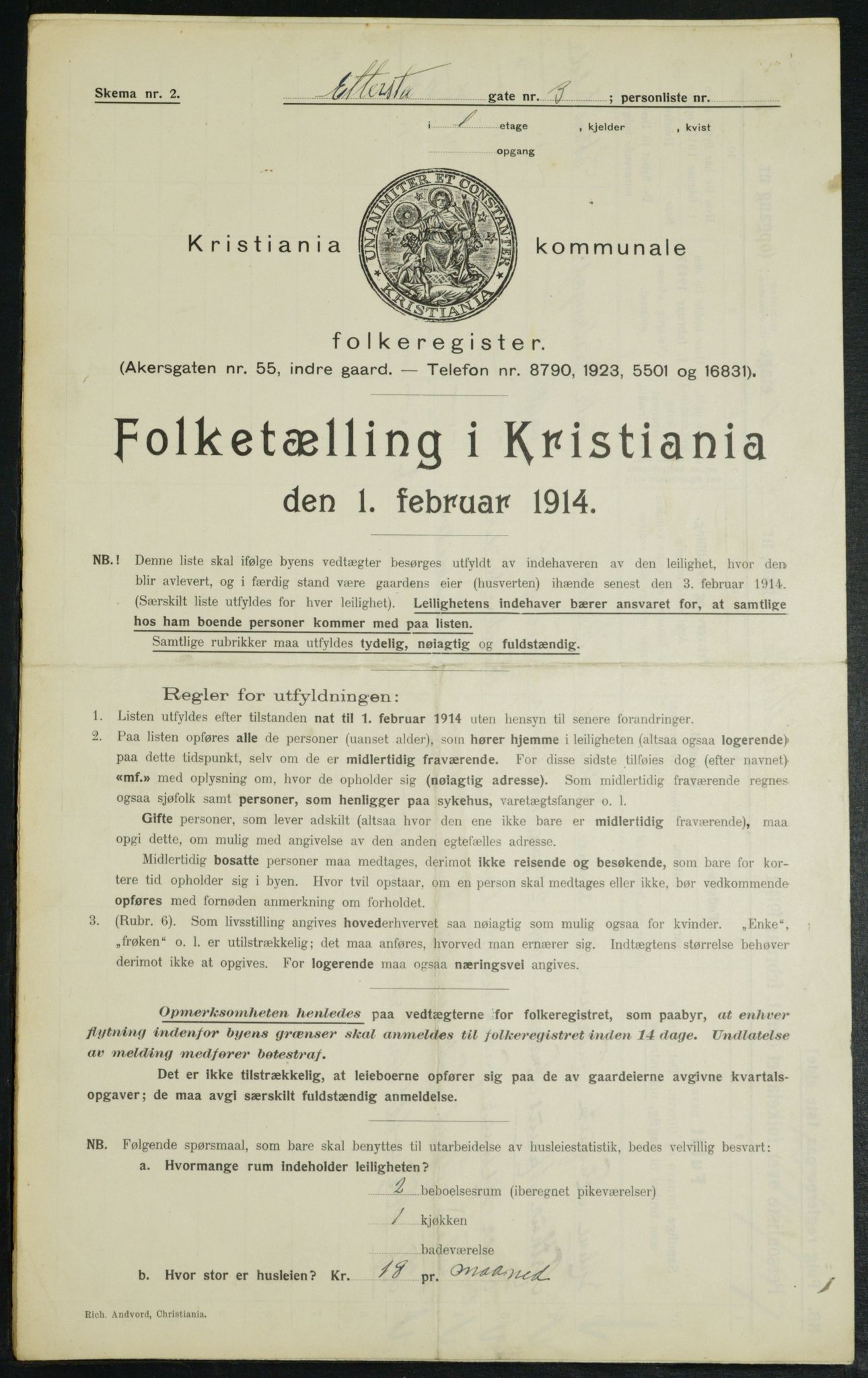 OBA, Municipal Census 1914 for Kristiania, 1914, p. 22519