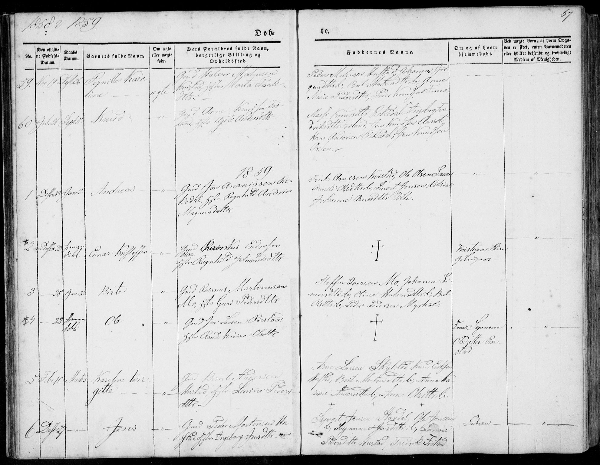 Ministerialprotokoller, klokkerbøker og fødselsregistre - Møre og Romsdal, AV/SAT-A-1454/515/L0209: Parish register (official) no. 515A05, 1847-1868, p. 57