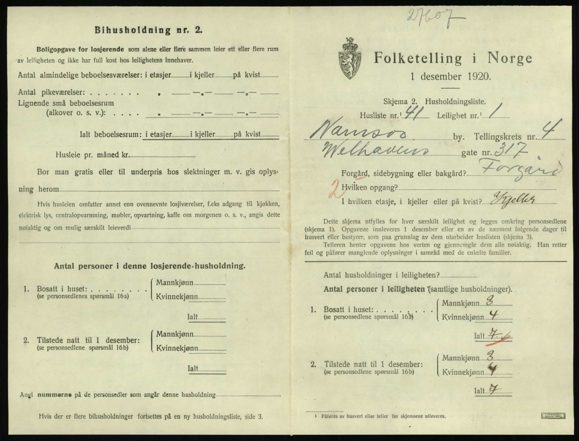 SAT, 1920 census for Namsos, 1920, p. 1551