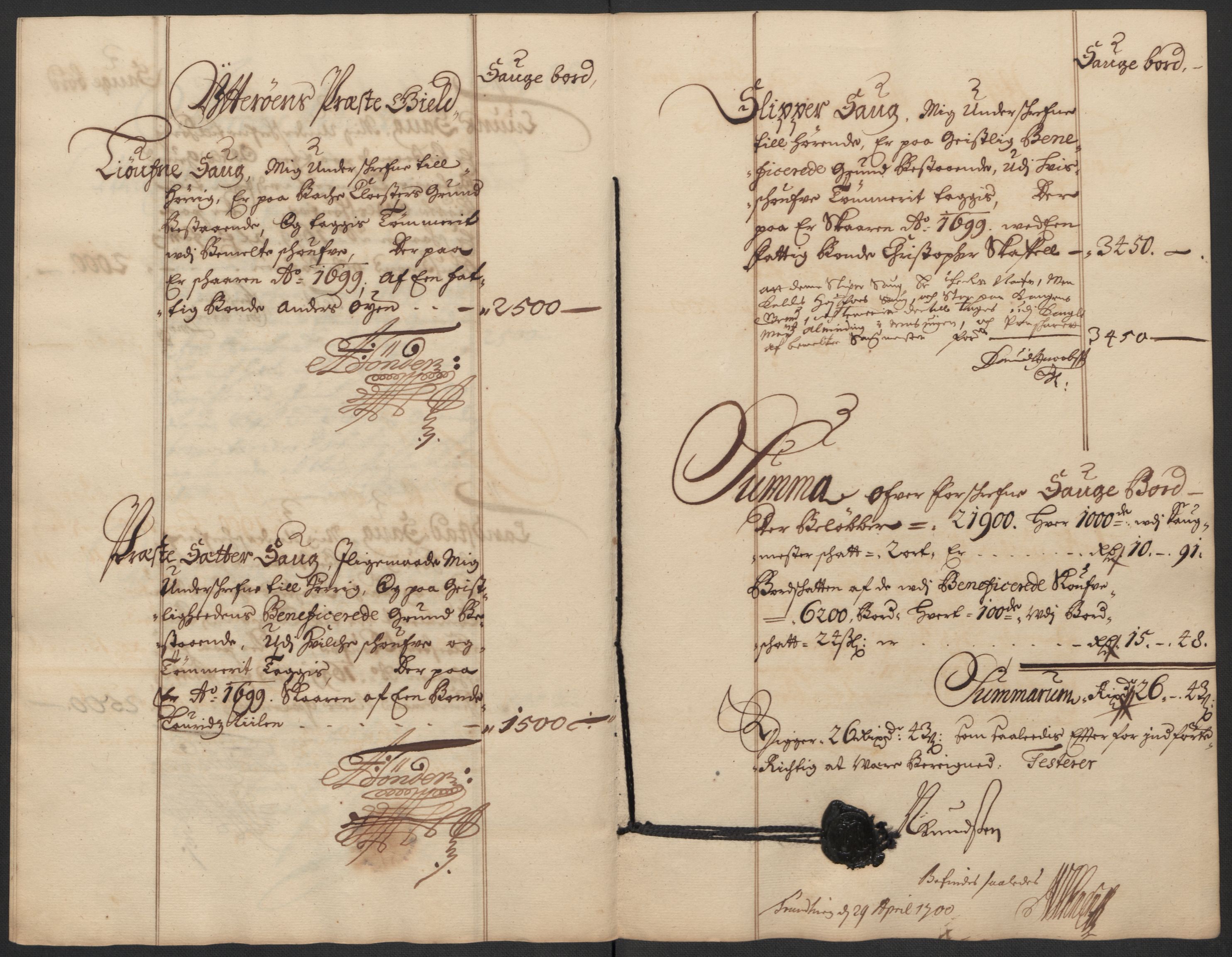 Rentekammeret inntil 1814, Reviderte regnskaper, Fogderegnskap, AV/RA-EA-4092/R63/L4310: Fogderegnskap Inderøy, 1698-1699, p. 307