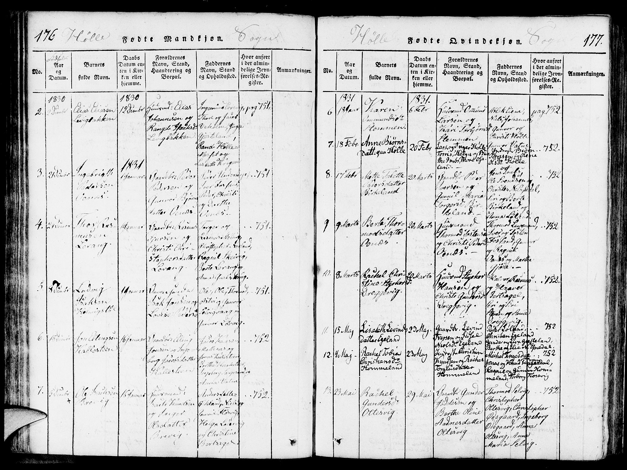 Strand sokneprestkontor, SAST/A-101828/H/Ha/Haa/L0004: Parish register (official) no. A 4 /2, 1816-1833, p. 176-177