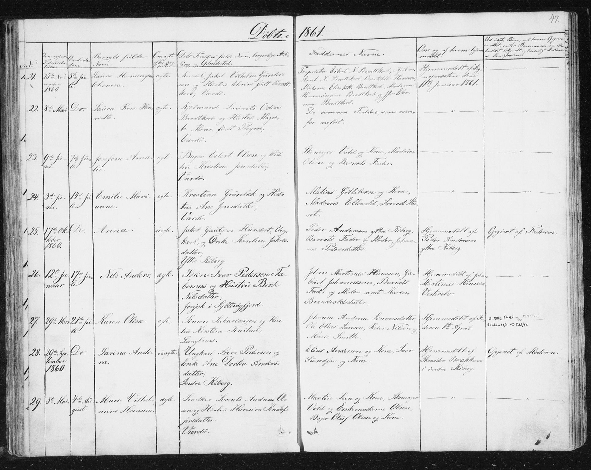 Vardø sokneprestkontor, SATØ/S-1332/H/Ha/L0003kirke: Parish register (official) no. 3, 1843-1861, p. 47