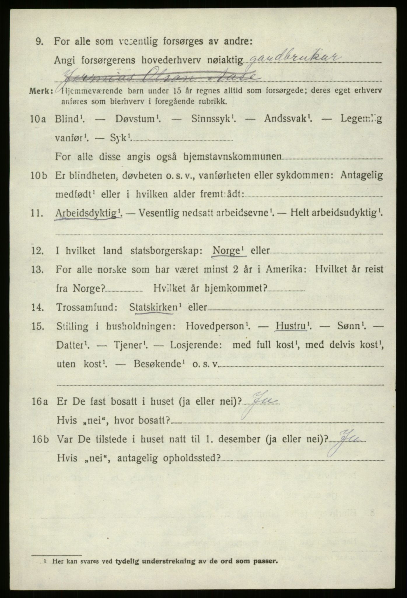 SAB, 1920 census for Gloppen, 1920, p. 4845