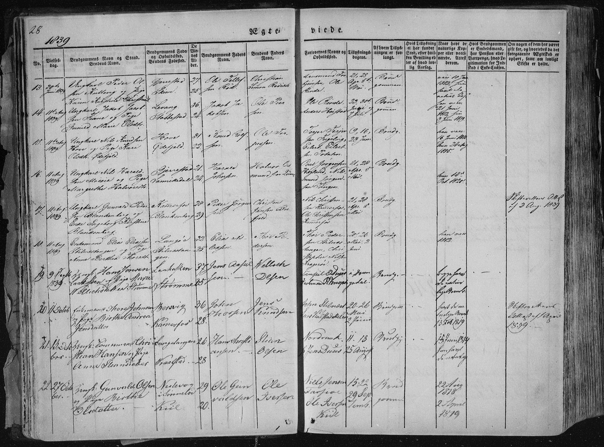 Sannidal kirkebøker, AV/SAKO-A-296/F/Fa/L0007: Parish register (official) no. 7, 1831-1854, p. 28