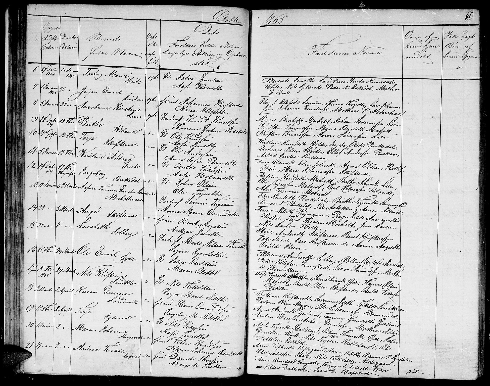 Hommedal sokneprestkontor, AV/SAK-1111-0023/F/Fb/Fbb/L0005: Parish register (copy) no. B 5, 1850-1869, p. 60