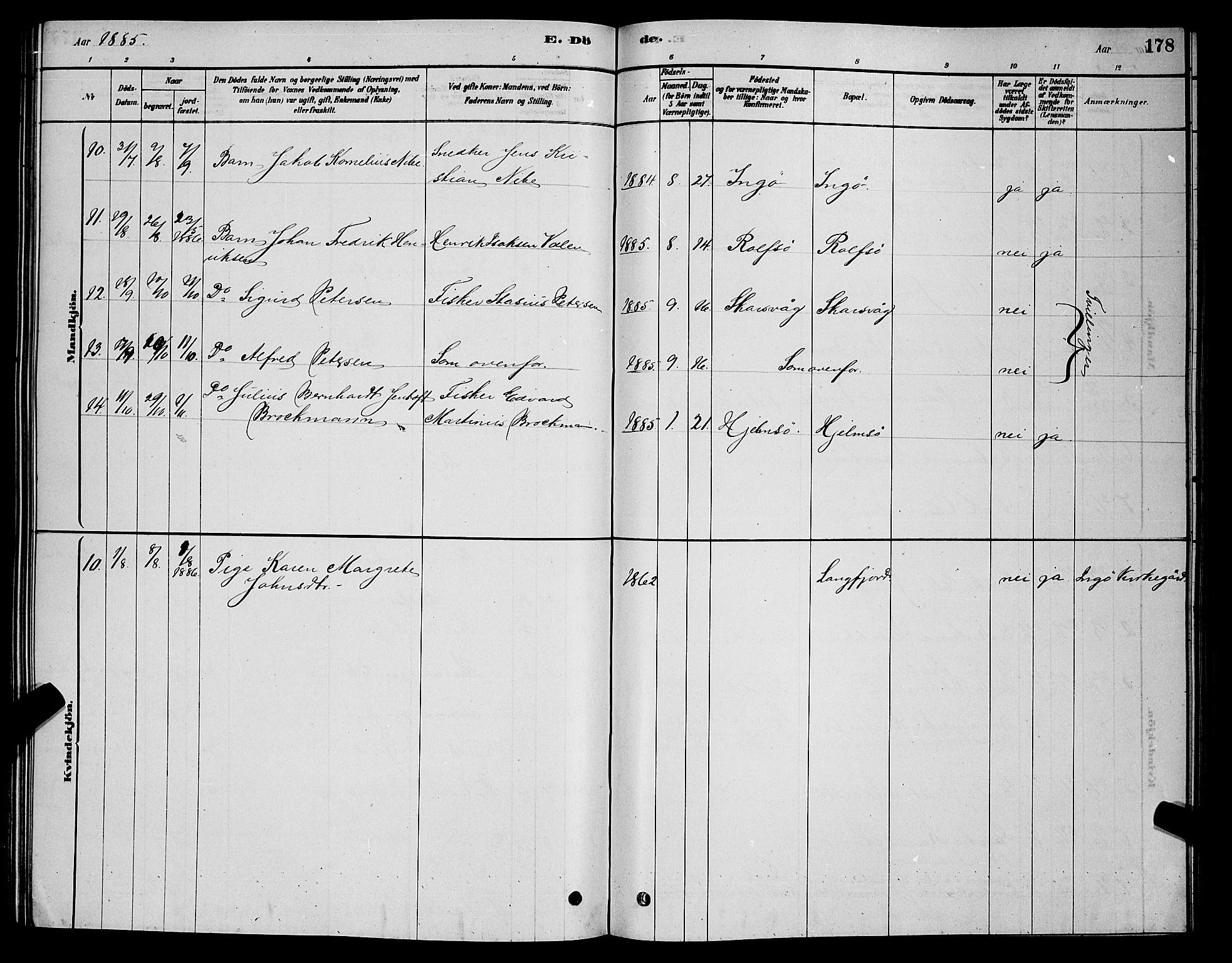 Måsøy sokneprestkontor, SATØ/S-1348/H/Hb/L0002klokker: Parish register (copy) no. 2, 1876-1888, p. 178