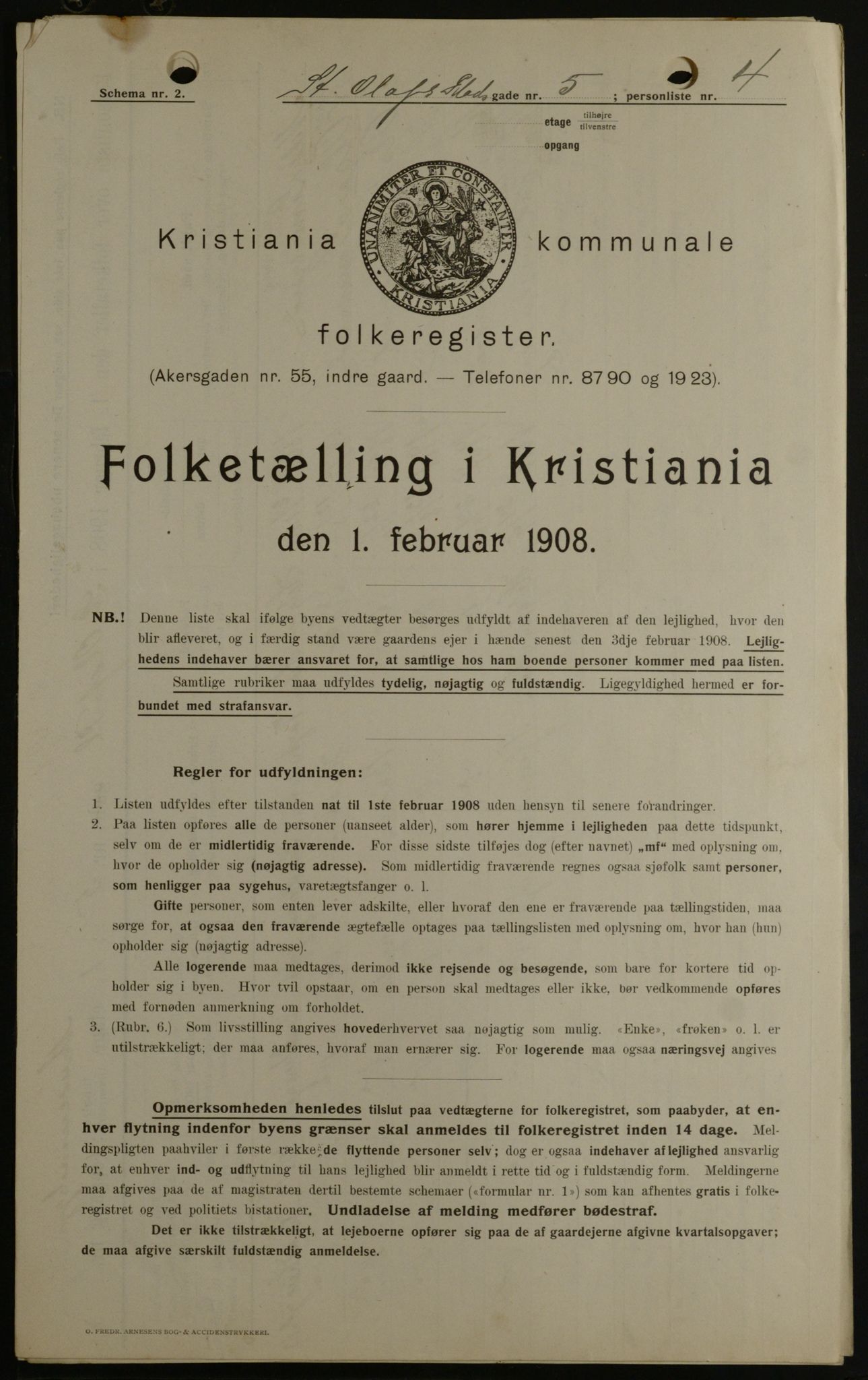 OBA, Municipal Census 1908 for Kristiania, 1908, p. 79726