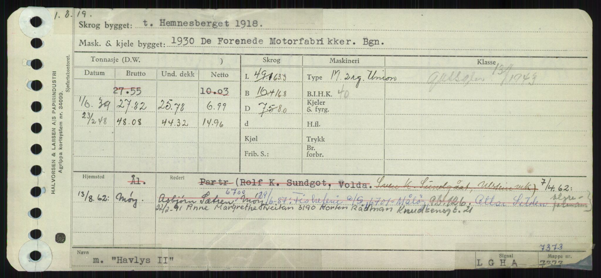 Sjøfartsdirektoratet med forløpere, Skipsmålingen, AV/RA-S-1627/H/Ha/L0002/0002: Fartøy, Eik-Hill / Fartøy, G-Hill, p. 663