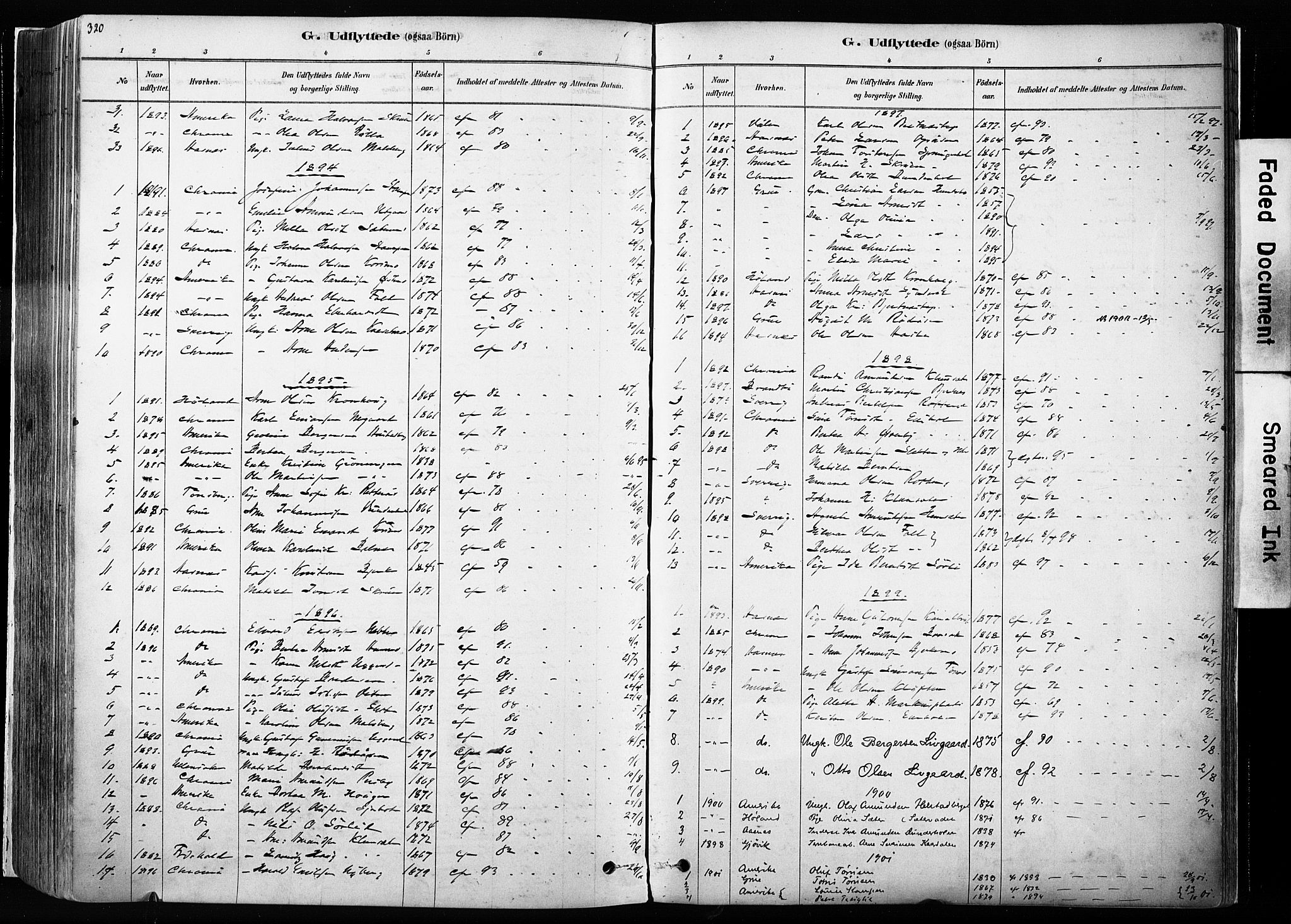 Hof prestekontor, SAH/PREST-038/H/Ha/Haa/L0010: Parish register (official) no. 10, 1878-1909, p. 320