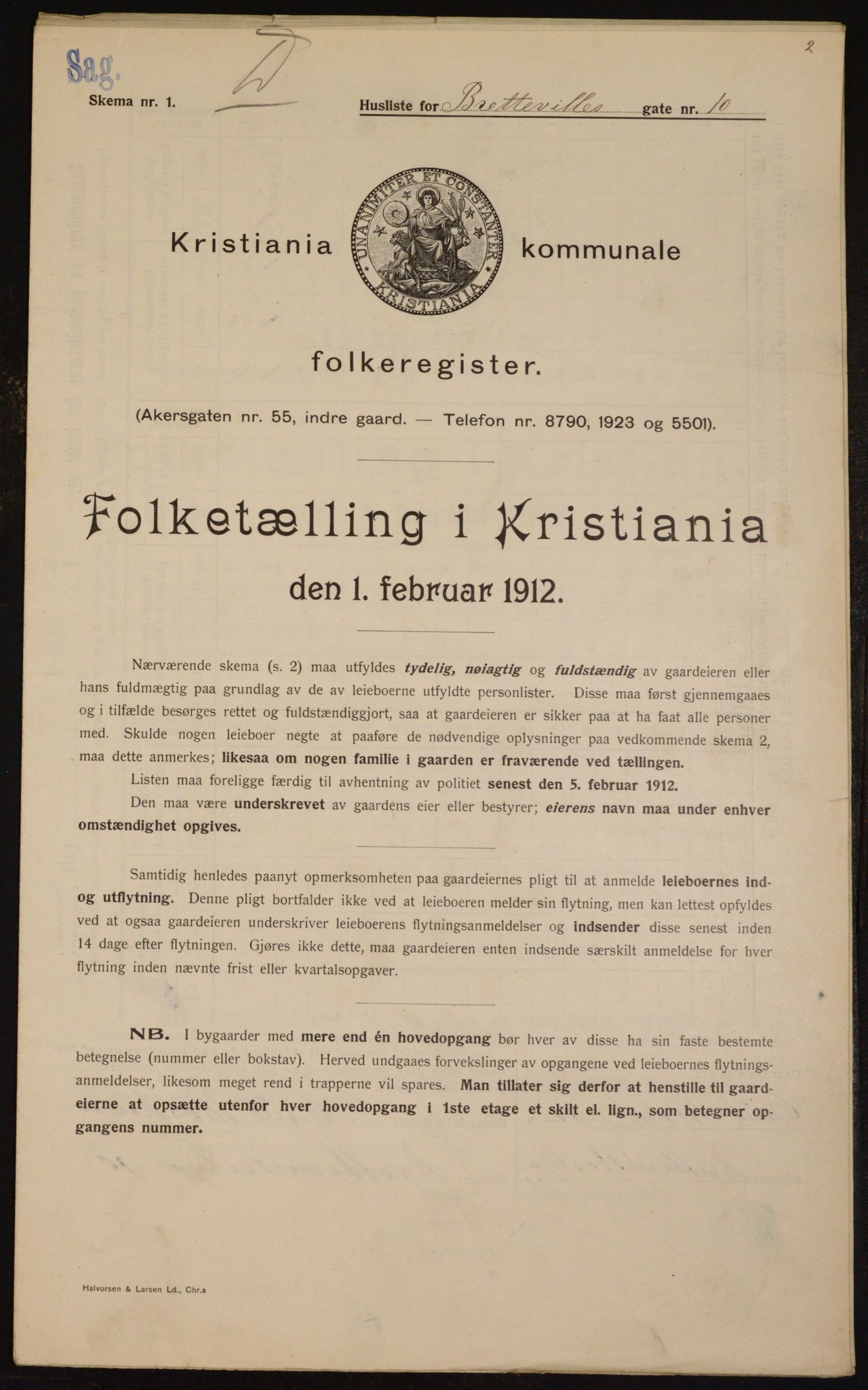 OBA, Municipal Census 1912 for Kristiania, 1912, p. 8611
