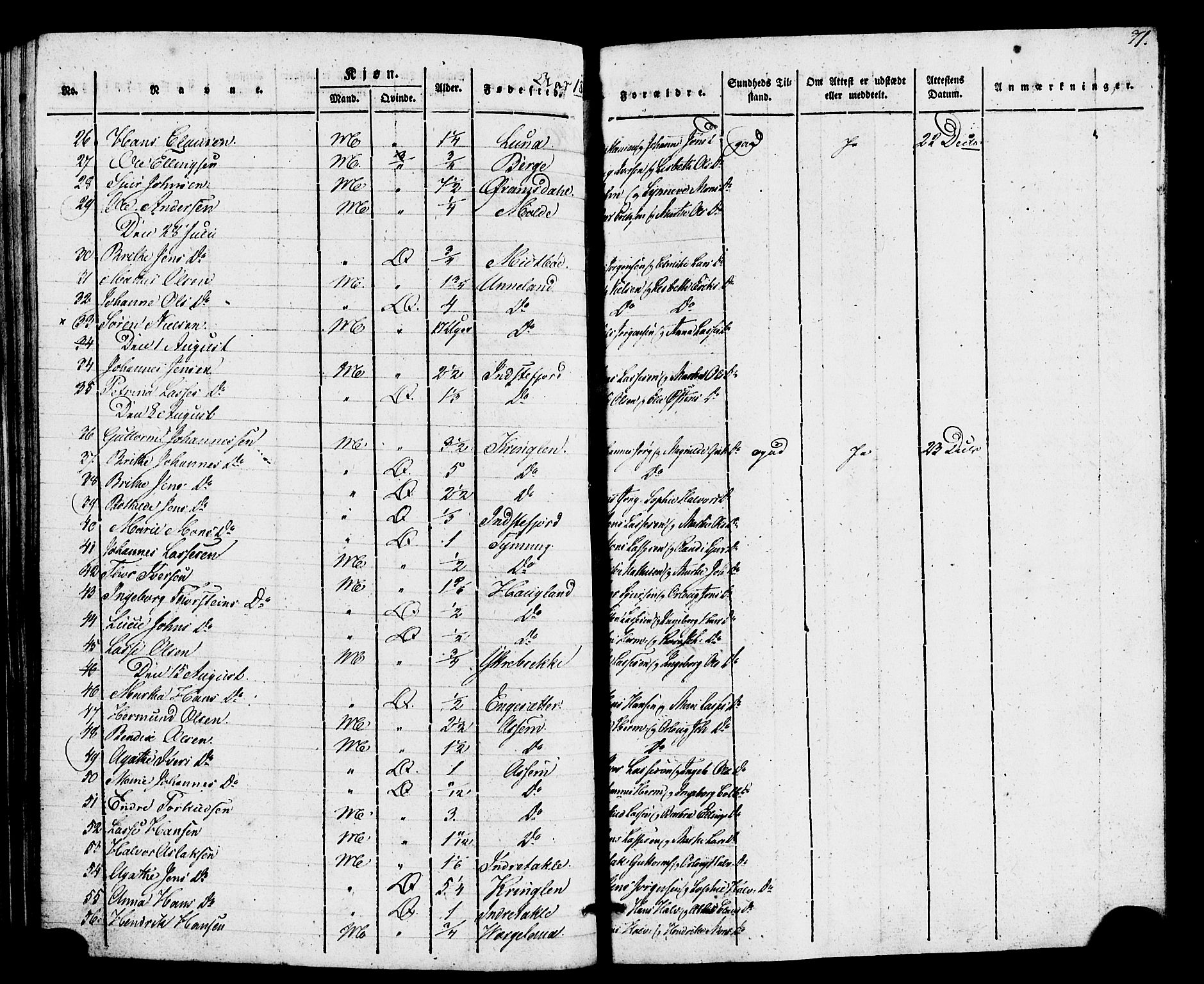 Gulen sokneprestembete, SAB/A-80201/H/Haa/Haaa/L0026: Parish register (official) no. A 26, 1826-1842, p. 71