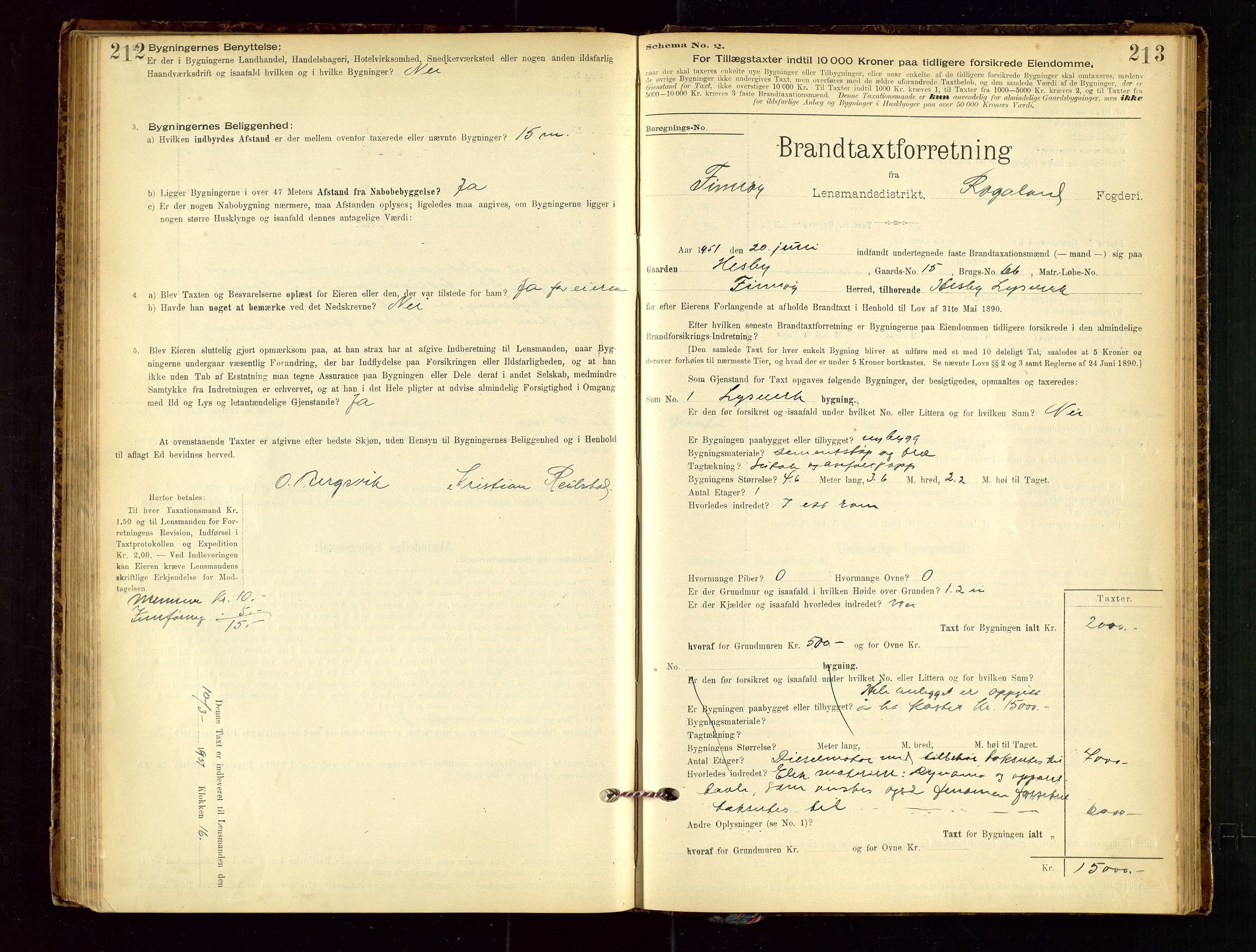 Finnøy lensmannskontor, AV/SAST-A-100442/Goa/L0003: Branntakstprotokoll - skjemaprotokoll, 1896-1954, p. 212-213