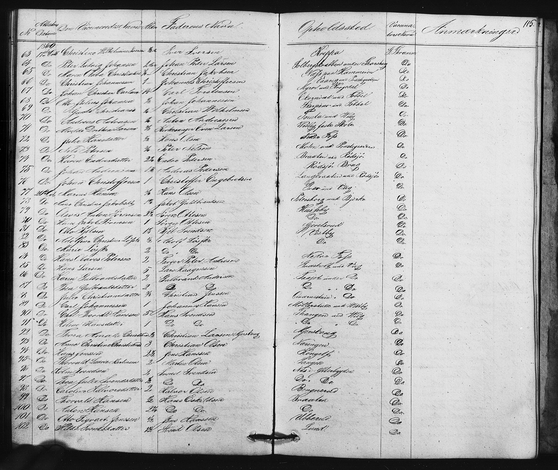 Enebakk prestekontor Kirkebøker, SAO/A-10171c/F/Fa/L0015: Parish register (official) no. I 15, 1830-1867, p. 115