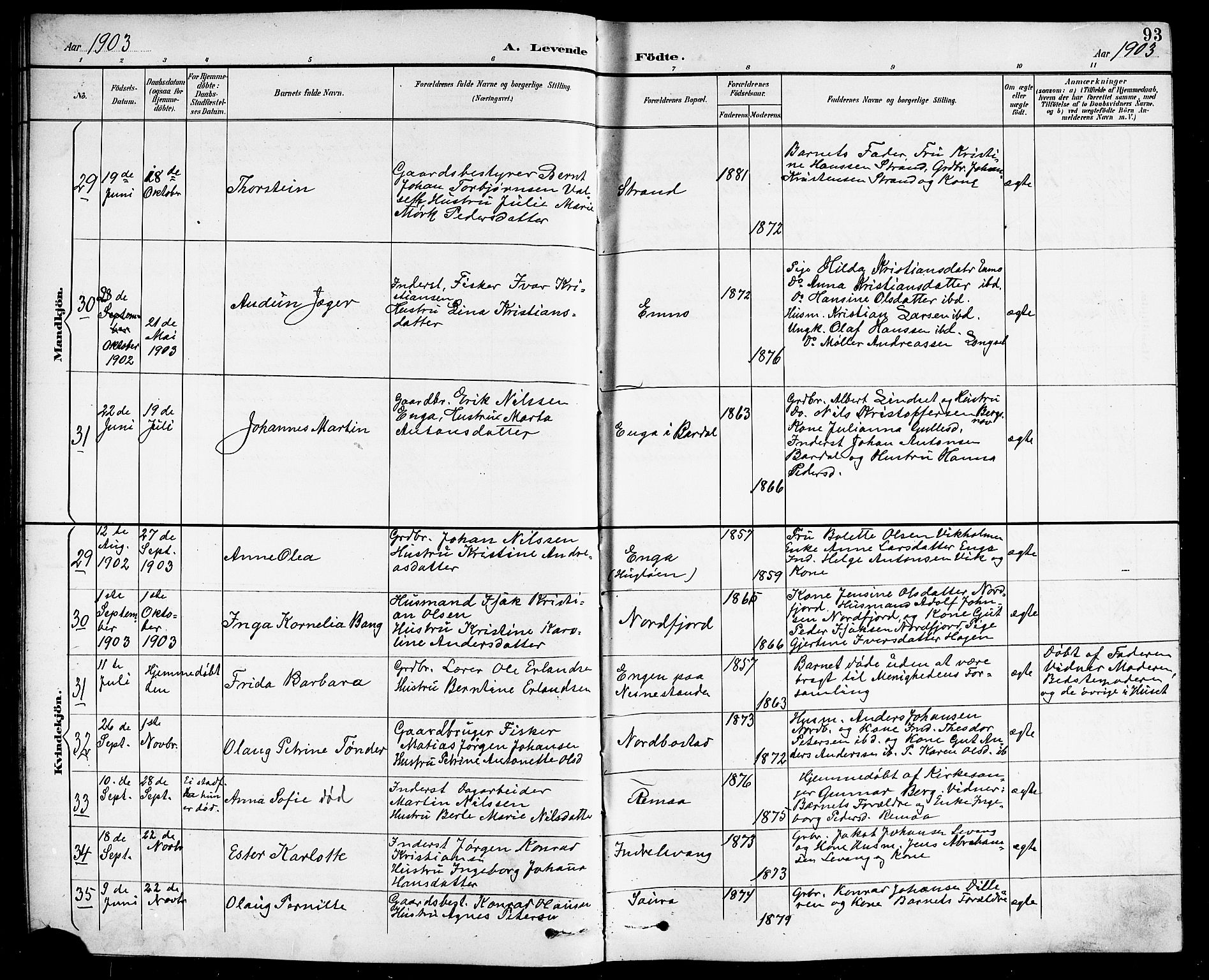 Ministerialprotokoller, klokkerbøker og fødselsregistre - Nordland, AV/SAT-A-1459/838/L0559: Parish register (copy) no. 838C06, 1893-1910, p. 93