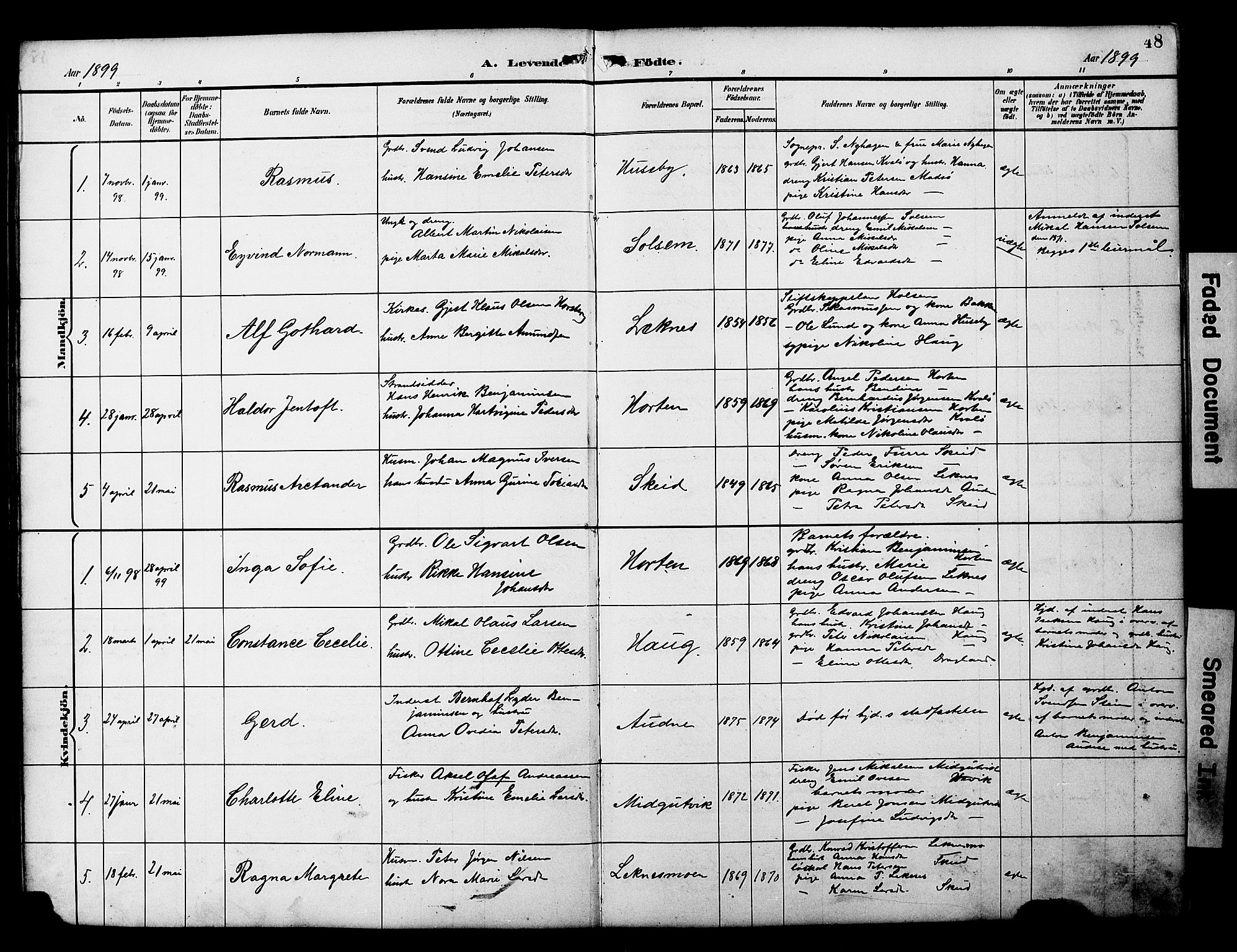 Ministerialprotokoller, klokkerbøker og fødselsregistre - Nord-Trøndelag, SAT/A-1458/788/L0701: Parish register (copy) no. 788C01, 1888-1913, p. 48