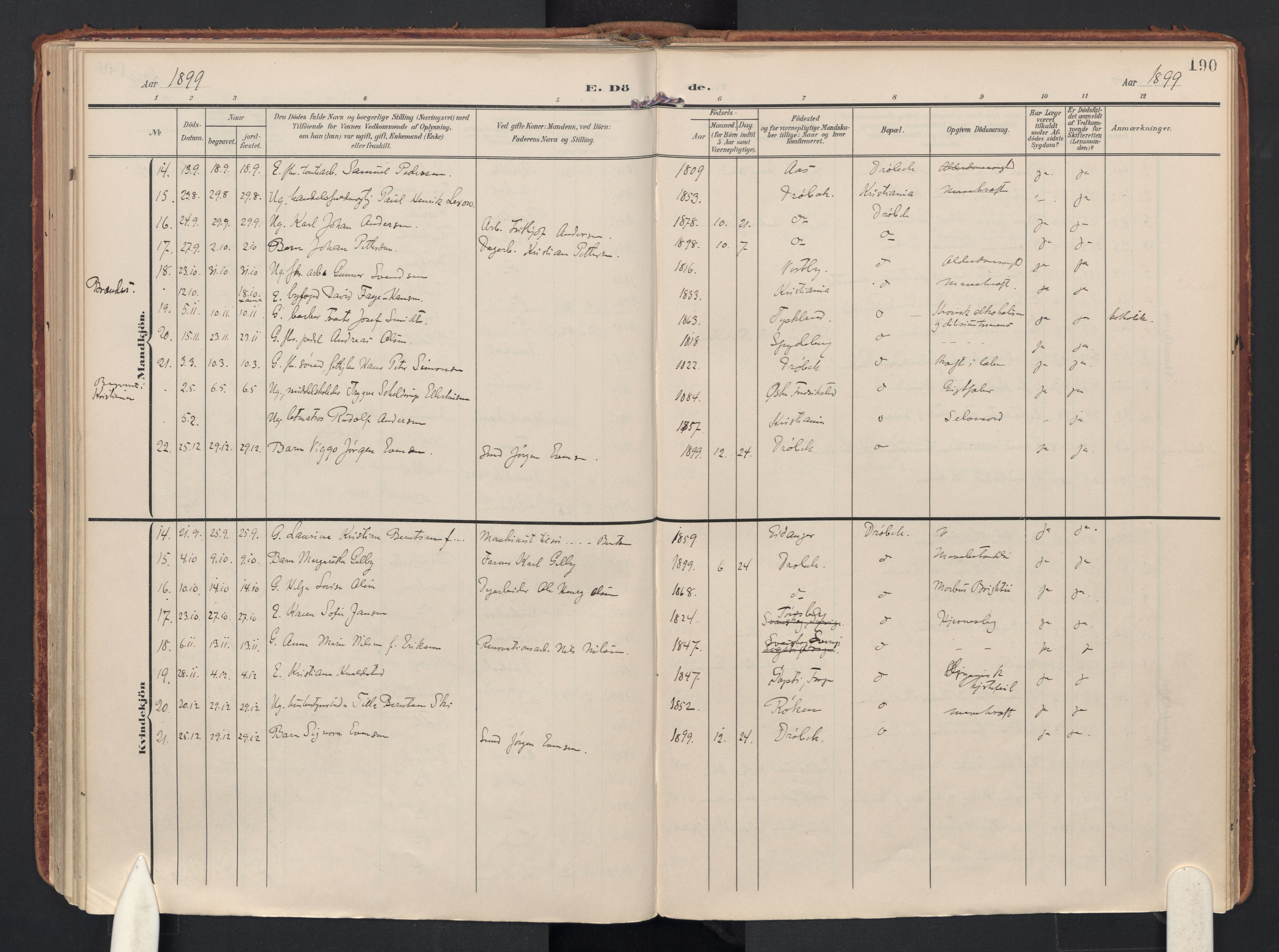 Drøbak prestekontor Kirkebøker, AV/SAO-A-10142a/F/Fb/L0003: Parish register (official) no. II 3, 1897-1918, p. 190