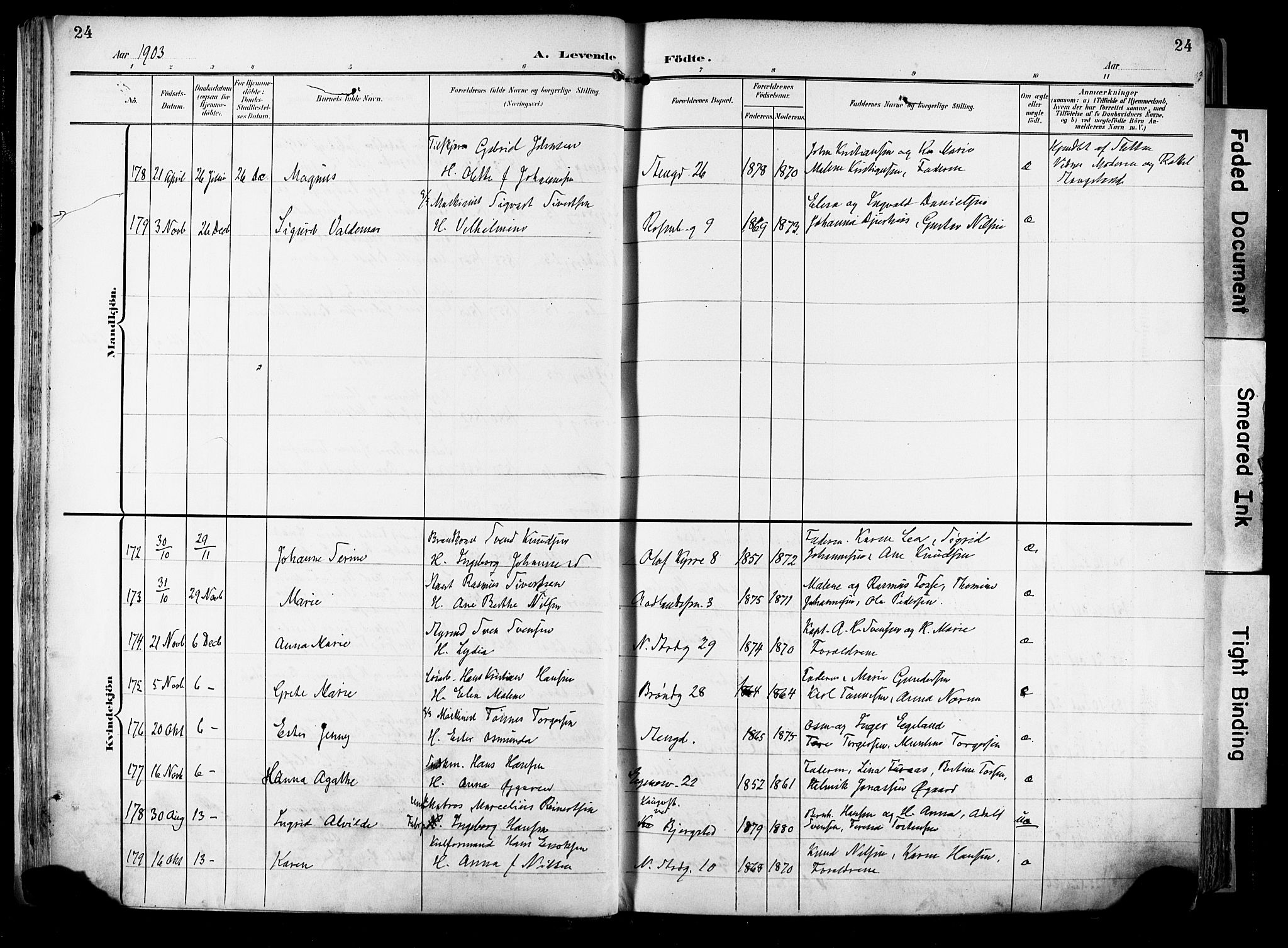 Domkirken sokneprestkontor, AV/SAST-A-101812/001/30/30BA/L0033: Parish register (official) no. A 32, 1903-1915, p. 24