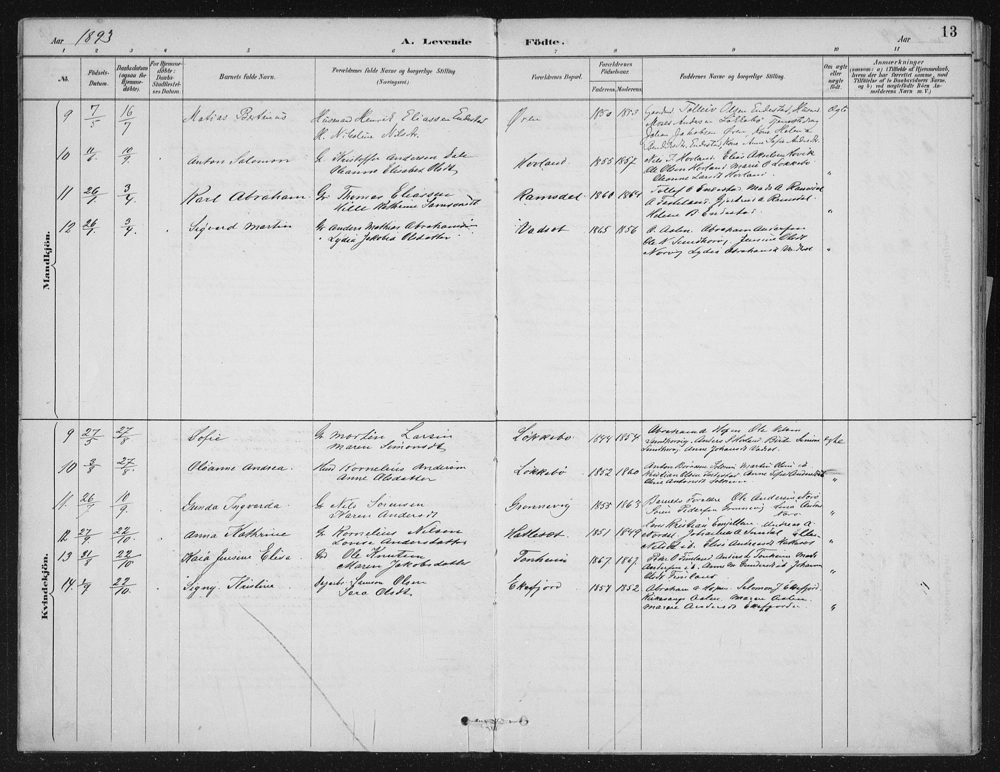 Kinn sokneprestembete, AV/SAB-A-80801/H/Haa/Haae/L0001: Parish register (official) no. E 1, 1890-1916, p. 13