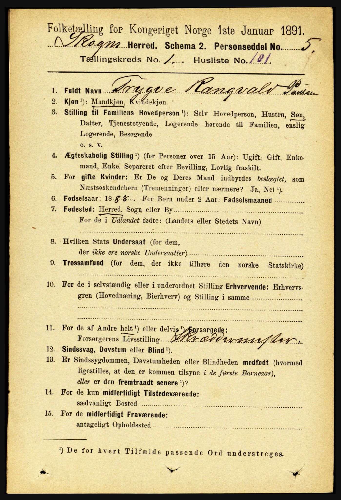 RA, 1891 census for 1719 Skogn, 1891, p. 711