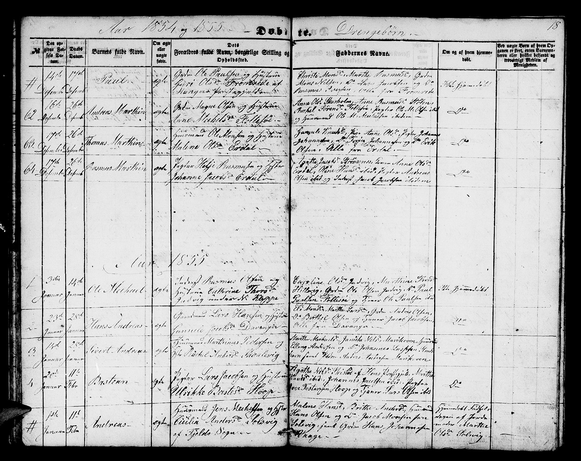 Askøy Sokneprestembete, SAB/A-74101/H/Ha/Hab/Haba/L0004: Parish register (copy) no. A 4, 1852-1864, p. 18