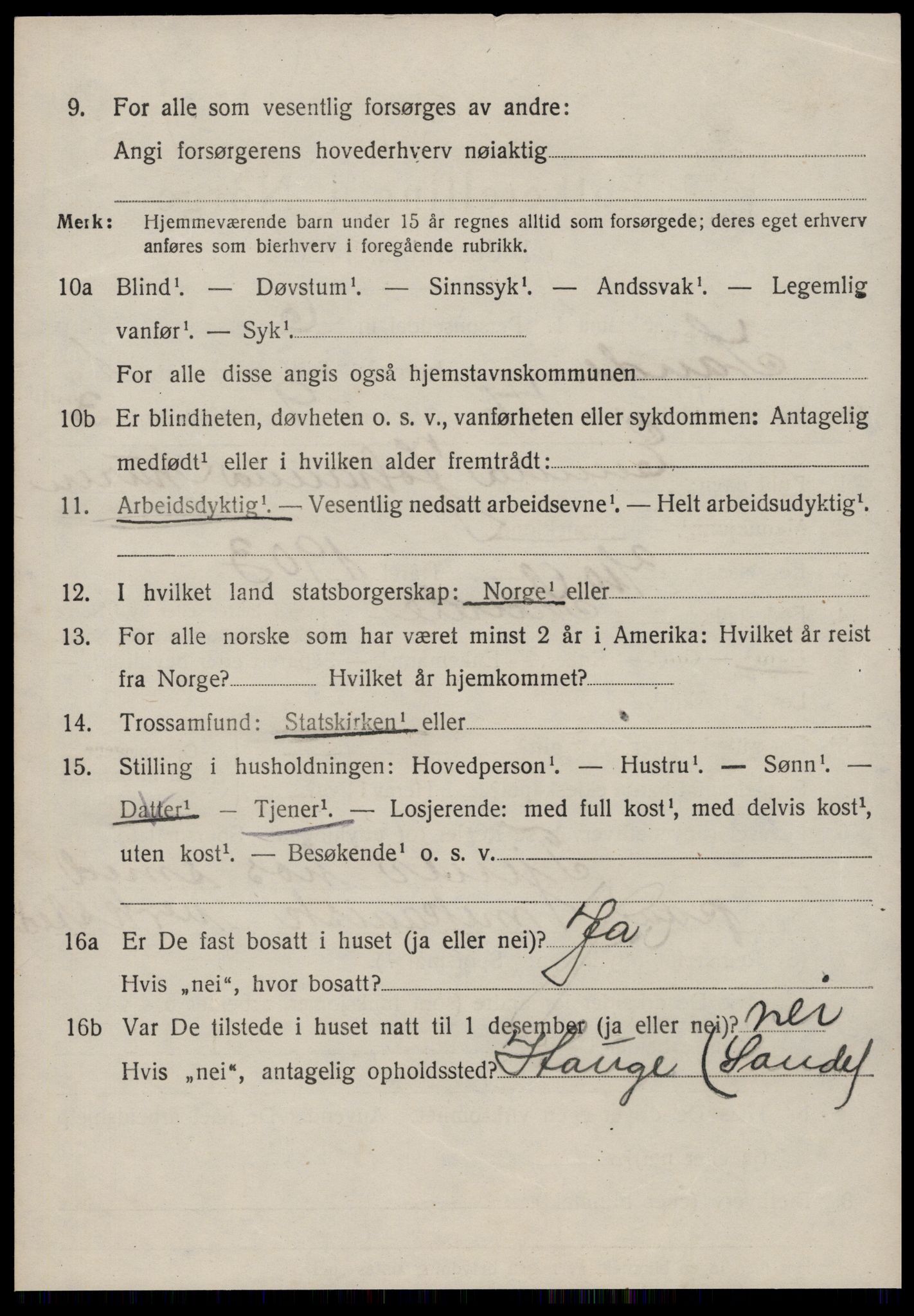 SAT, 1920 census for Sande (MR), 1920, p. 1577