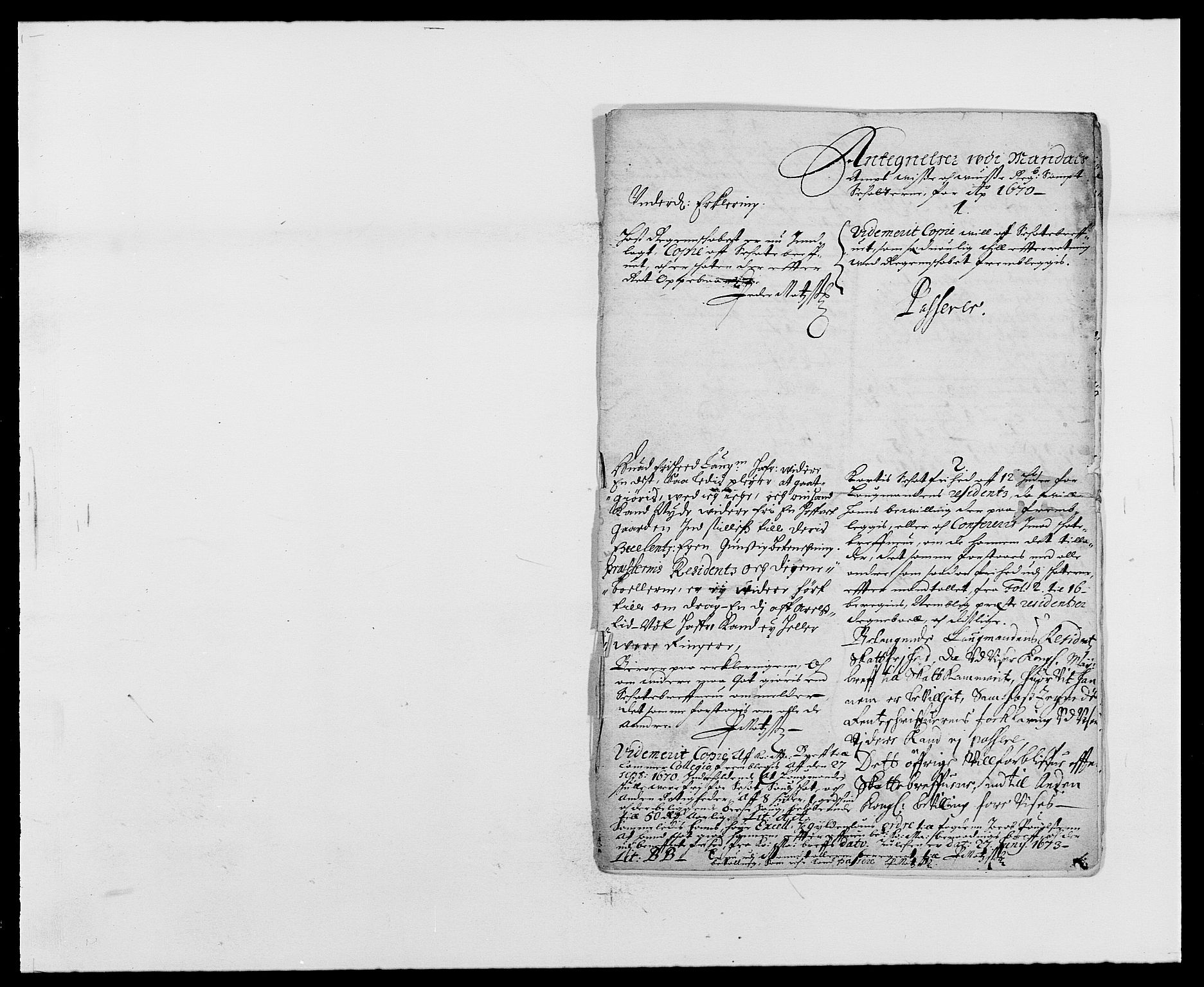 Rentekammeret inntil 1814, Reviderte regnskaper, Fogderegnskap, RA/EA-4092/R42/L2538: Mandal fogderi, 1667-1670, p. 282