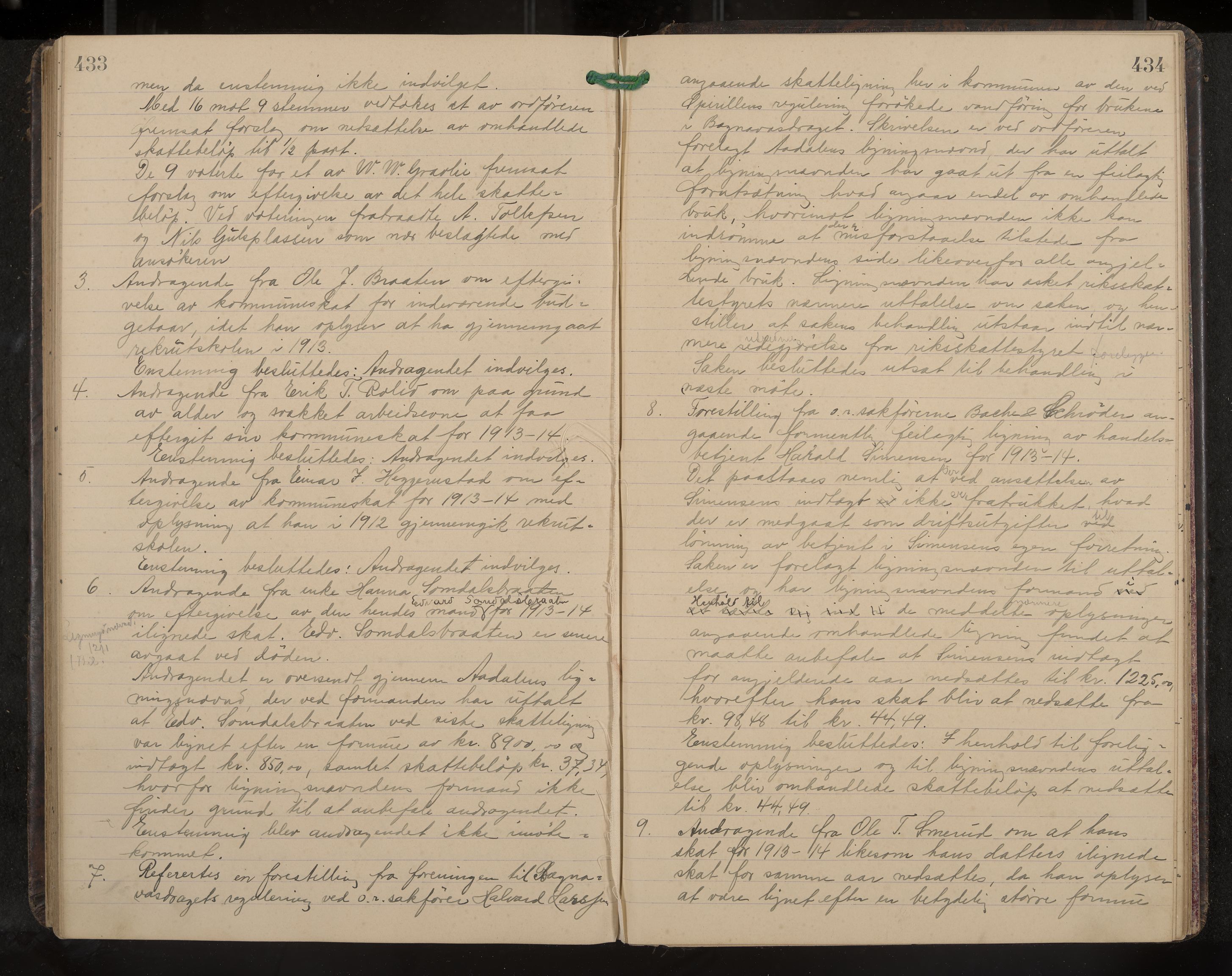 Ådal formannskap og sentraladministrasjon, IKAK/0614021/A/Aa/L0003: Møtebok, 1907-1914, p. 433-434