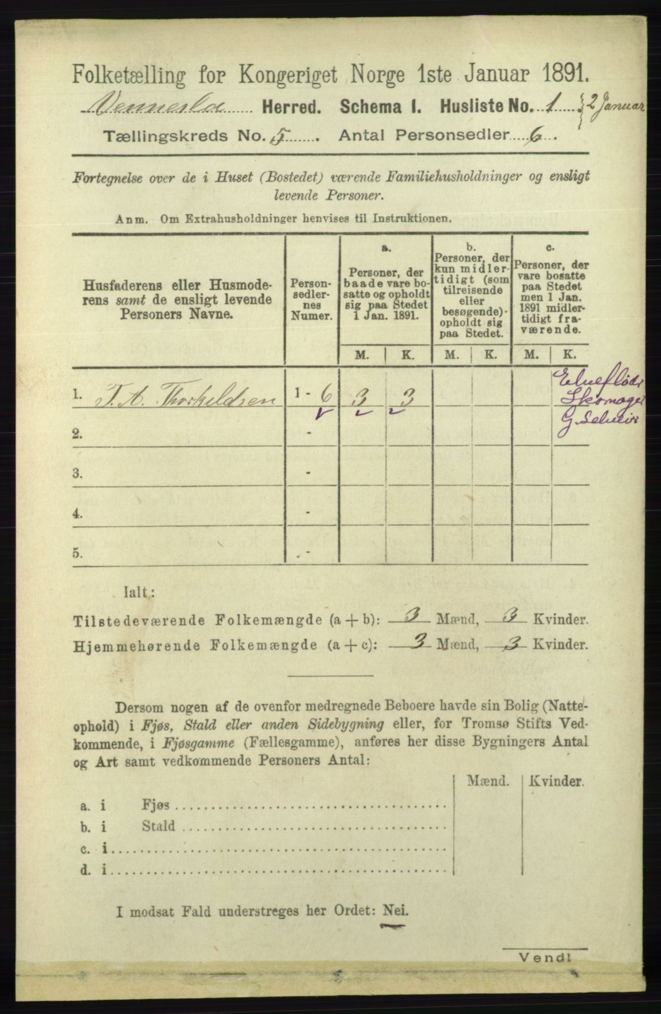 RA, 1891 census for 1014 Vennesla, 1891, p. 1154