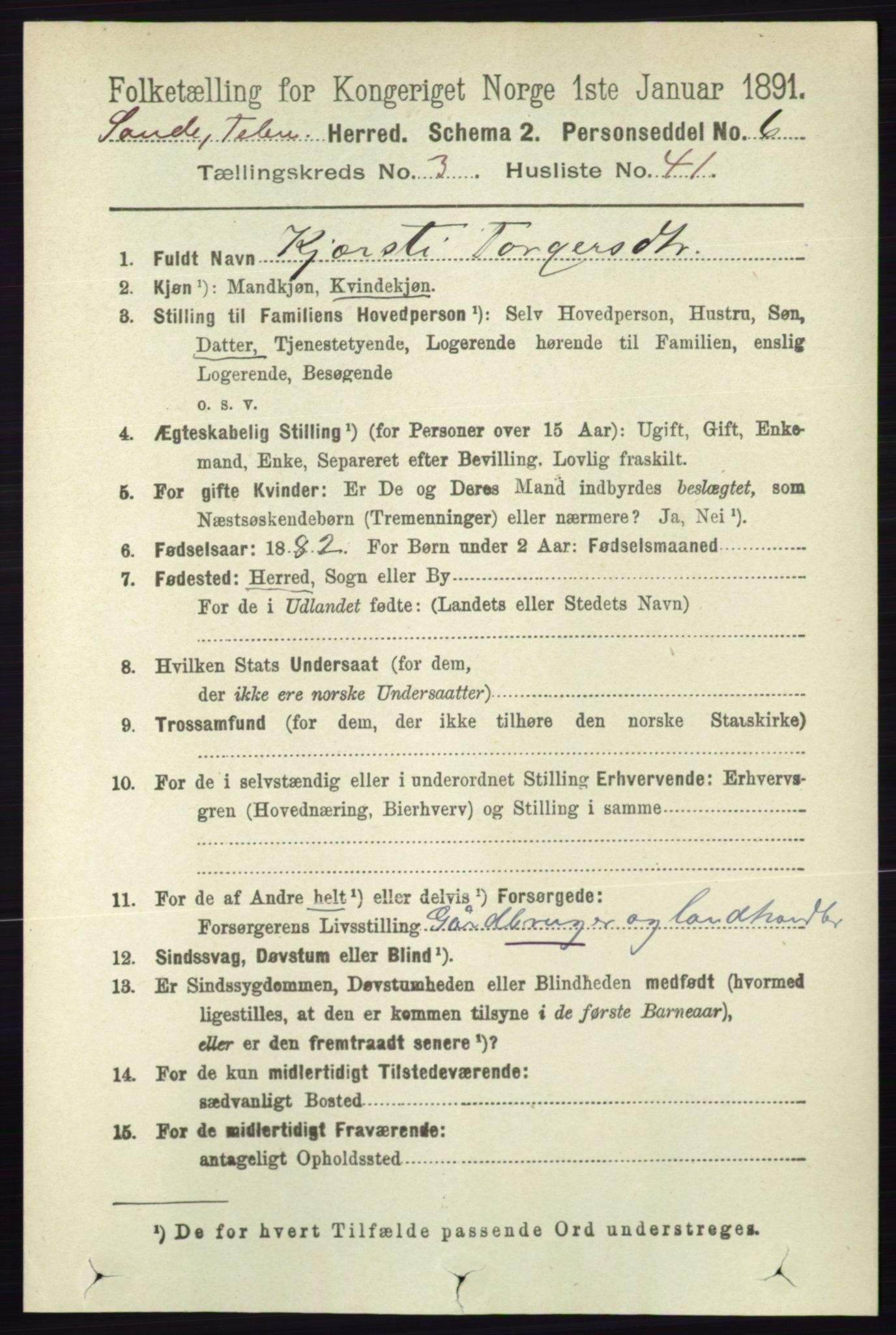 RA, 1891 census for 0822 Sauherad, 1891, p. 940