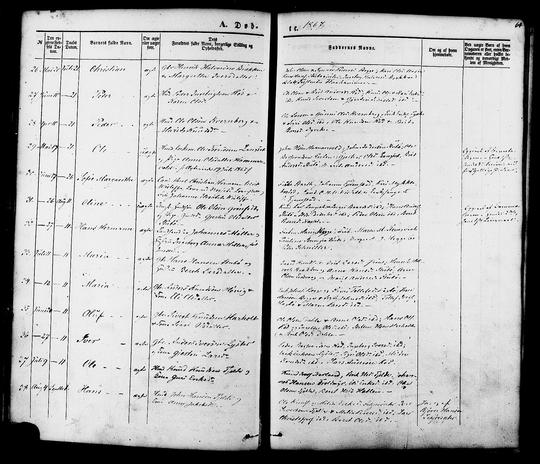 Ministerialprotokoller, klokkerbøker og fødselsregistre - Møre og Romsdal, SAT/A-1454/551/L0625: Parish register (official) no. 551A05, 1846-1879, p. 64