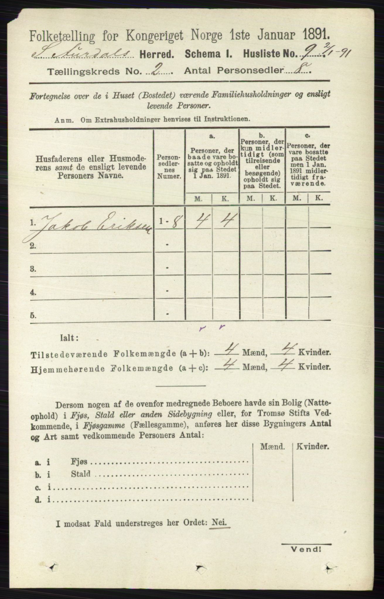 RA, 1891 census for 0540 Sør-Aurdal, 1891, p. 738
