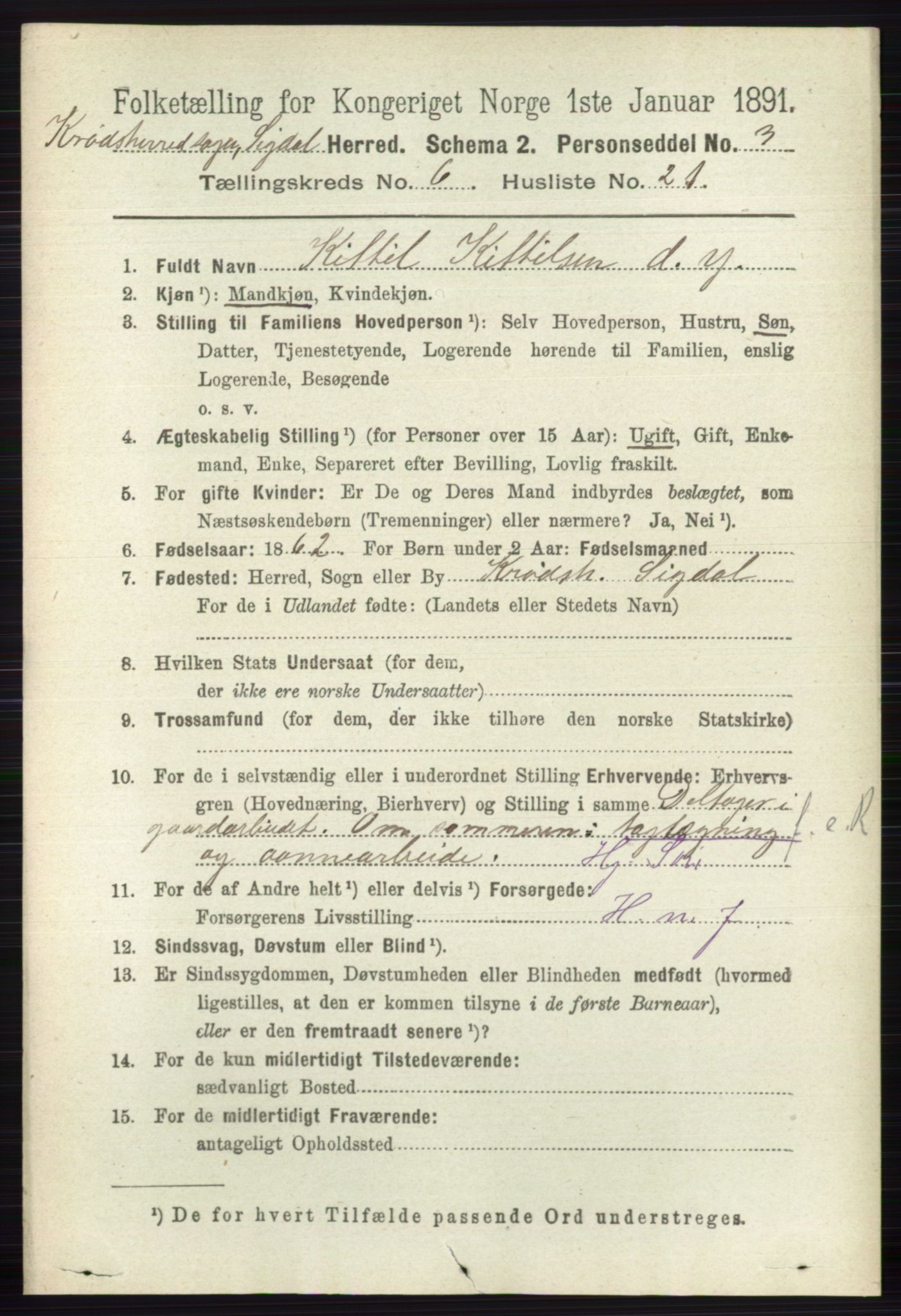 RA, 1891 census for 0621 Sigdal, 1891, p. 6771