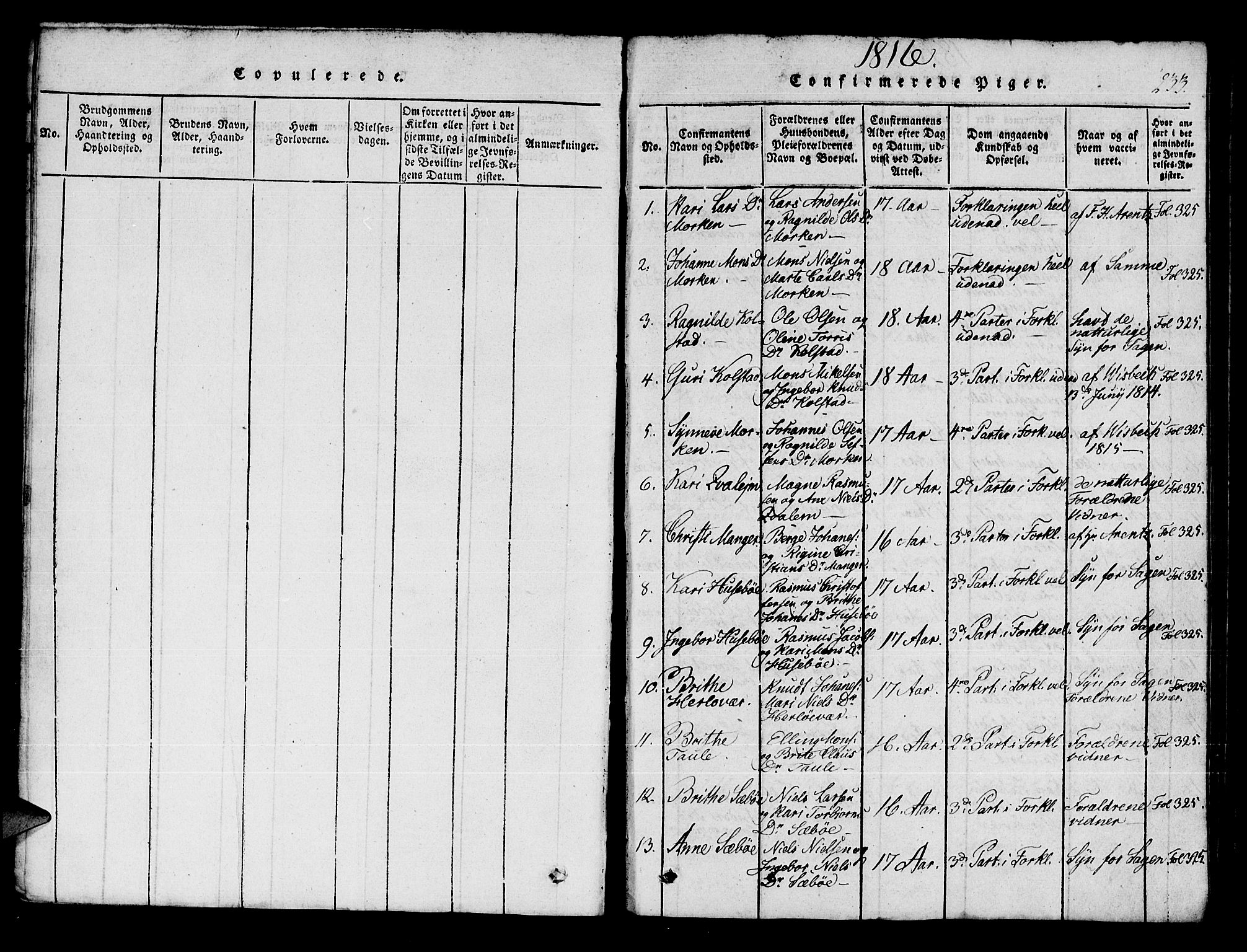 Manger sokneprestembete, SAB/A-76801/H/Haa: Parish register (official) no. A 3, 1816-1824, p. 233