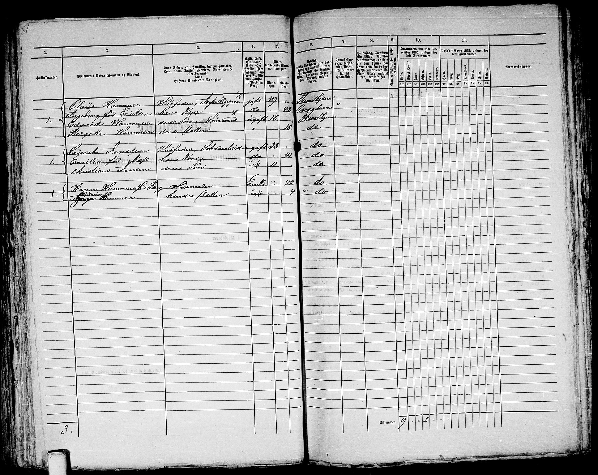 RA, 1865 census for Trondheim, 1865, p. 354