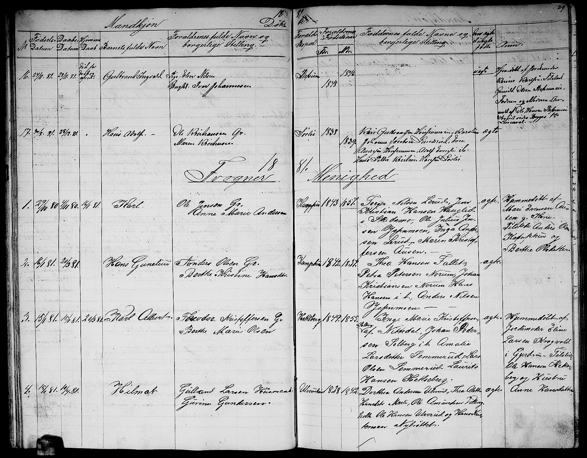 Sørum prestekontor Kirkebøker, AV/SAO-A-10303/G/Ga/L0004: Parish register (copy) no. I 4, 1864-1885, p. 29