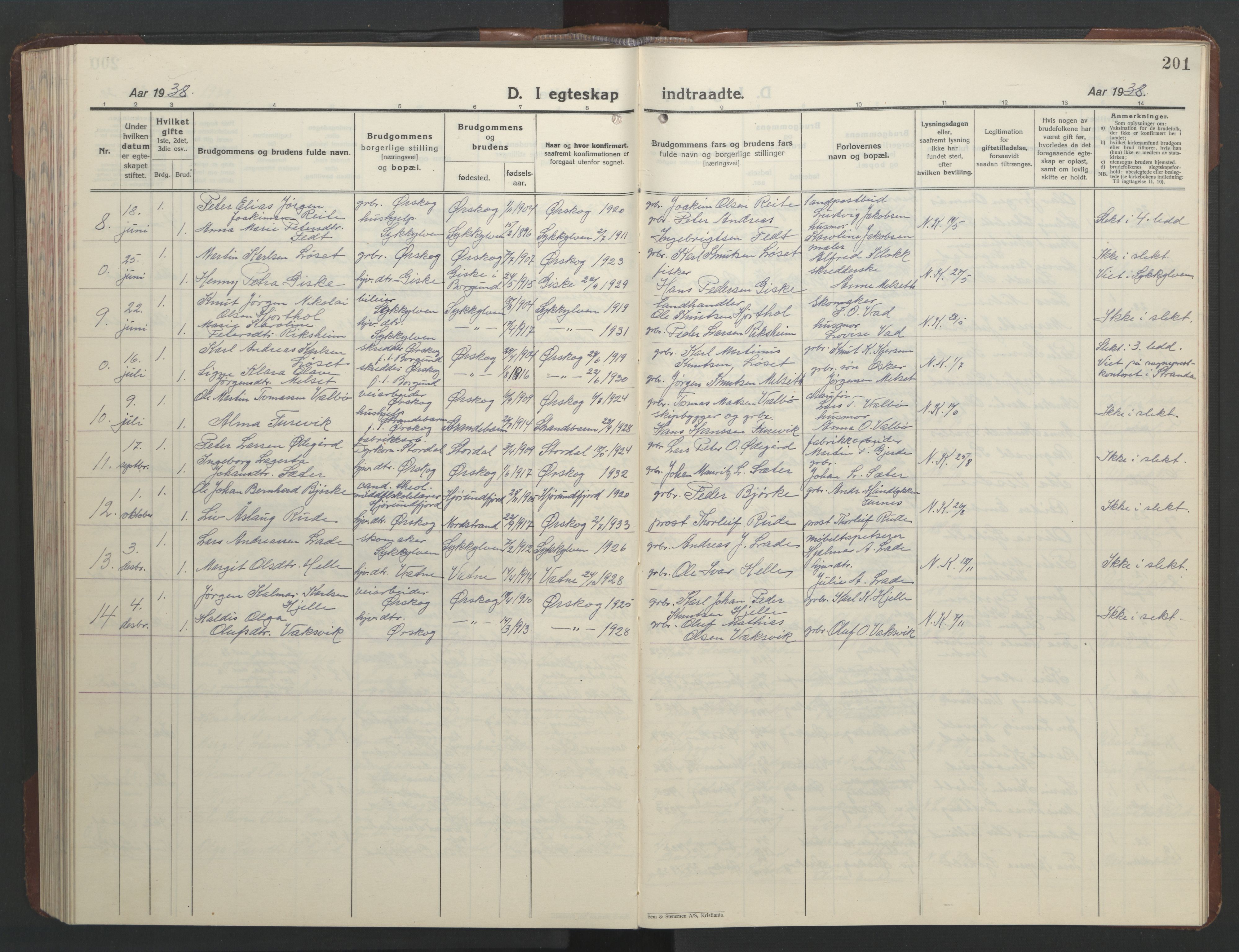 Ministerialprotokoller, klokkerbøker og fødselsregistre - Møre og Romsdal, AV/SAT-A-1454/522/L0329: Parish register (copy) no. 522C08, 1926-1951, p. 201