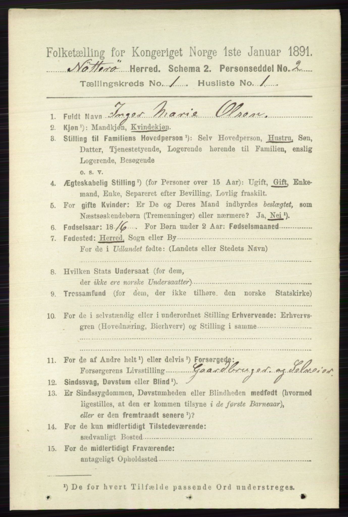 RA, 1891 census for 0722 Nøtterøy, 1891, p. 134