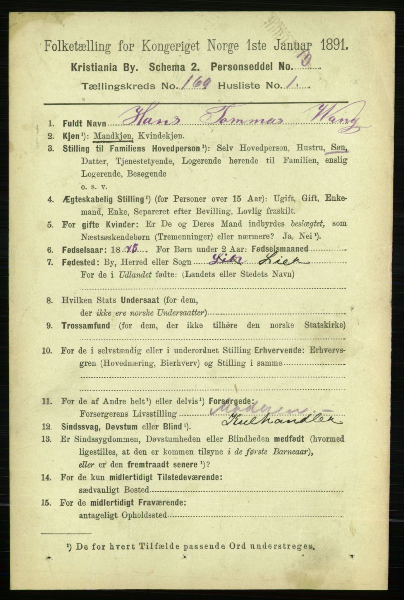 RA, 1891 census for 0301 Kristiania, 1891, p. 98900