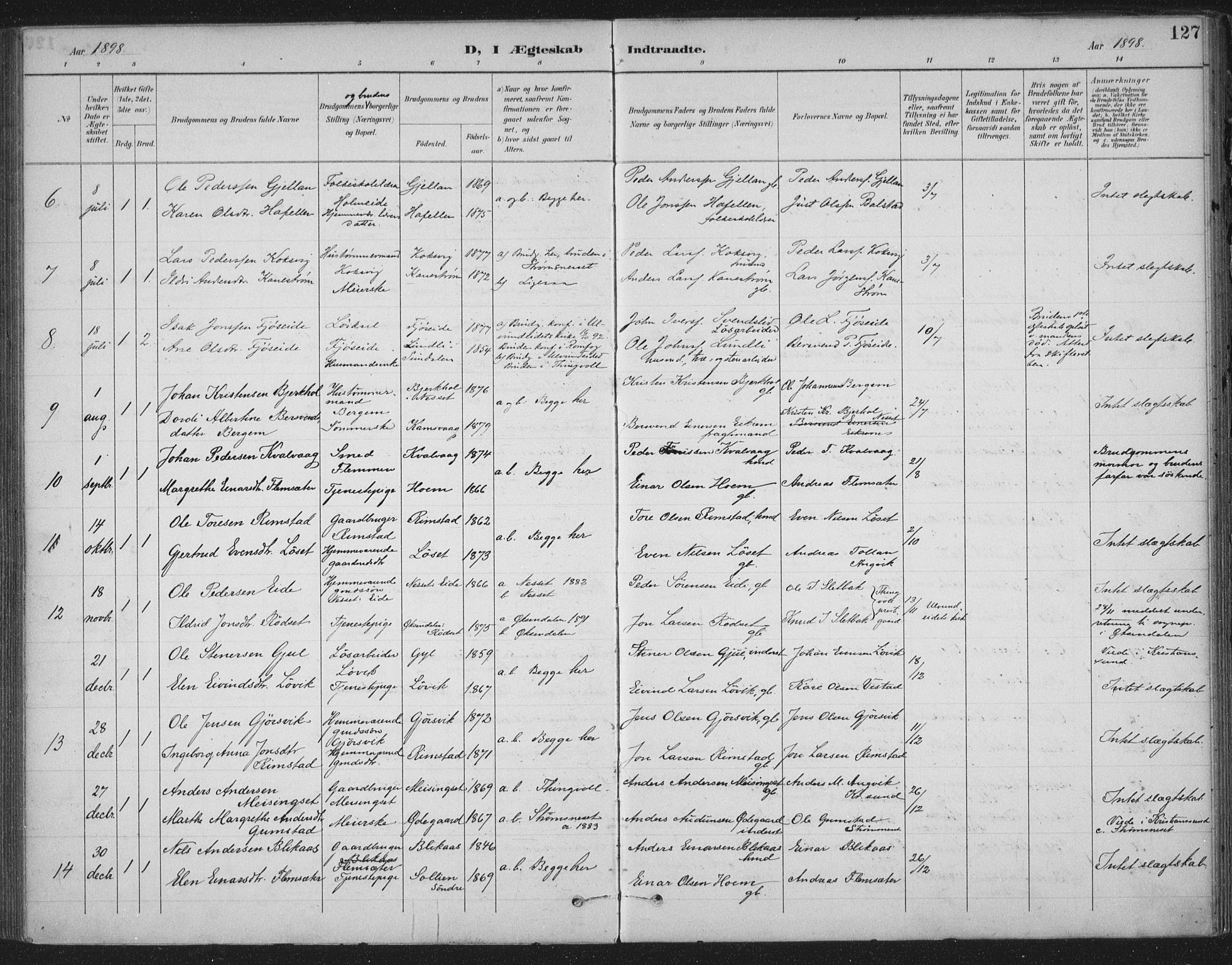 Ministerialprotokoller, klokkerbøker og fødselsregistre - Møre og Romsdal, AV/SAT-A-1454/586/L0988: Parish register (official) no. 586A14, 1893-1905, p. 127