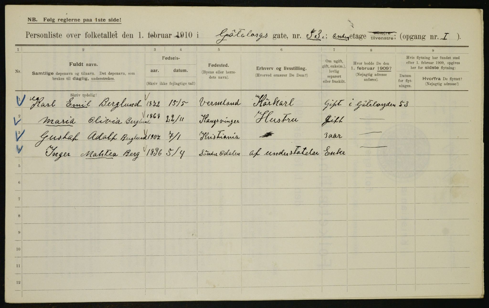 OBA, Municipal Census 1910 for Kristiania, 1910, p. 31897