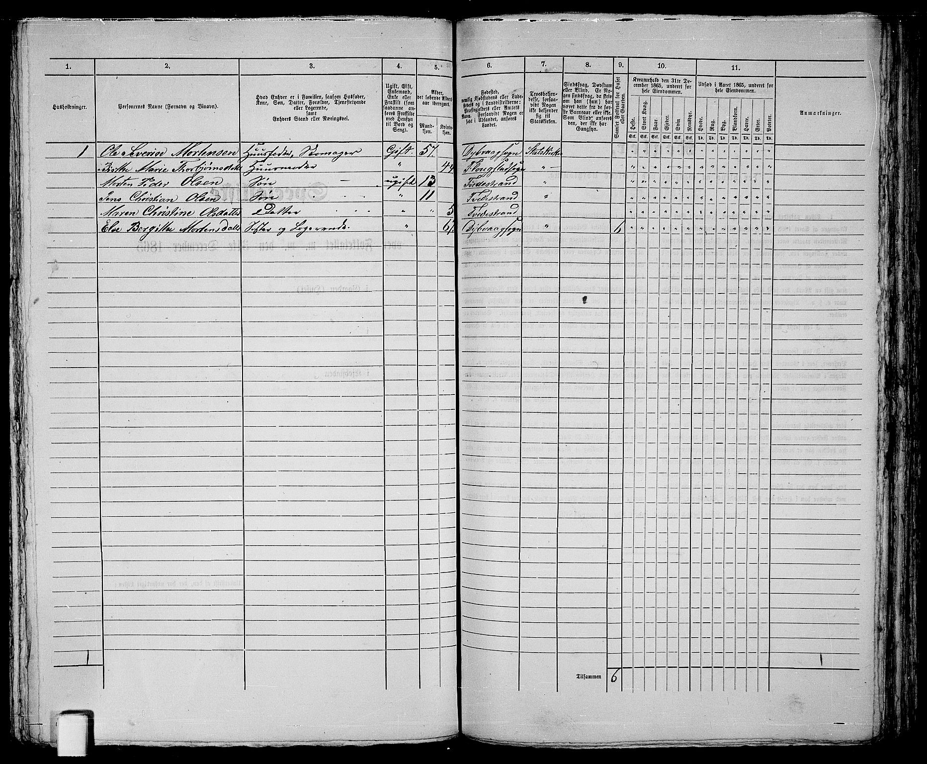 RA, 1865 census for Holt/Tvedestrand, 1865, p. 210