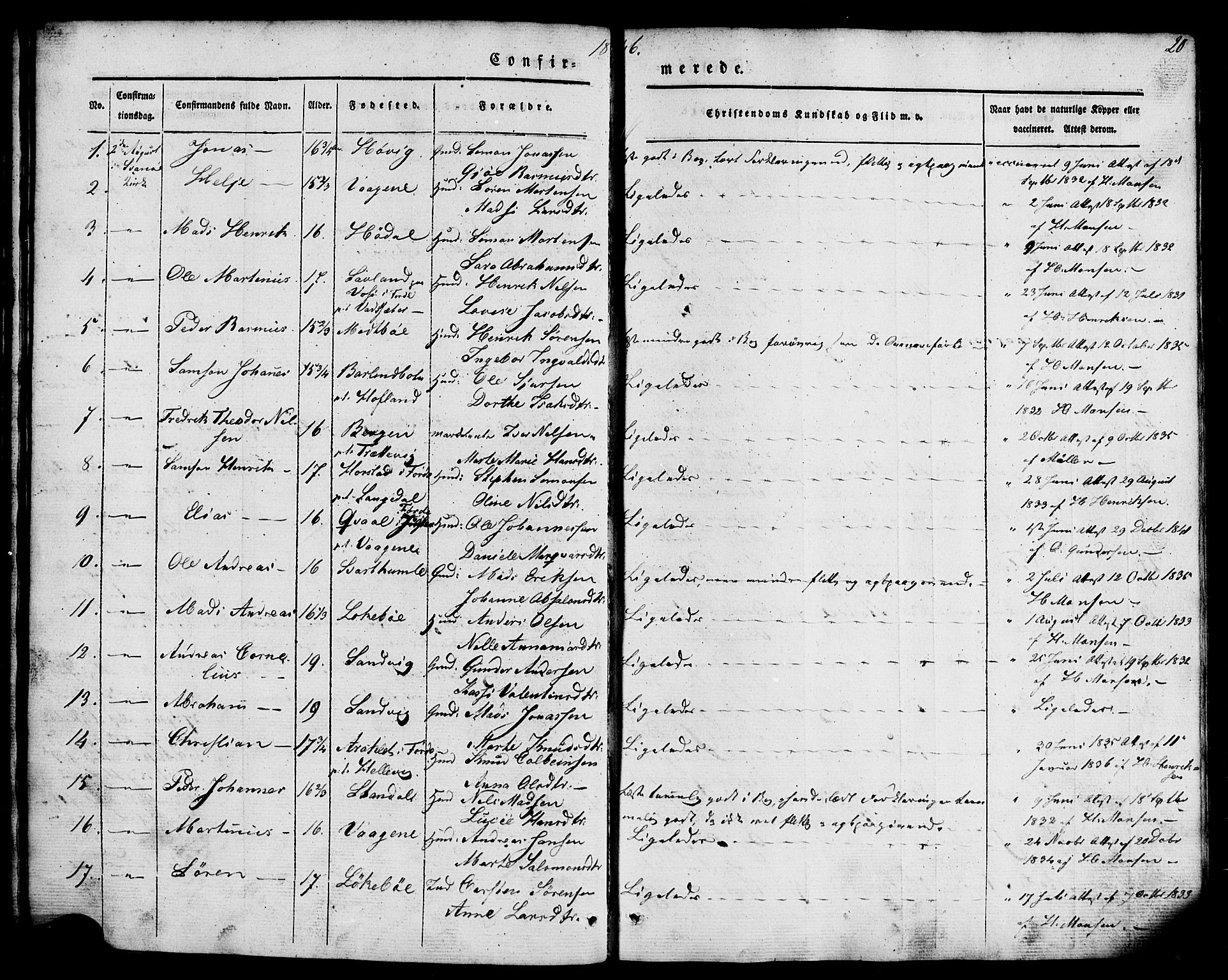 Kinn sokneprestembete, AV/SAB-A-80801/H/Haa/Haaa/L0007: Parish register (official) no. A 7, 1841-1858, p. 20